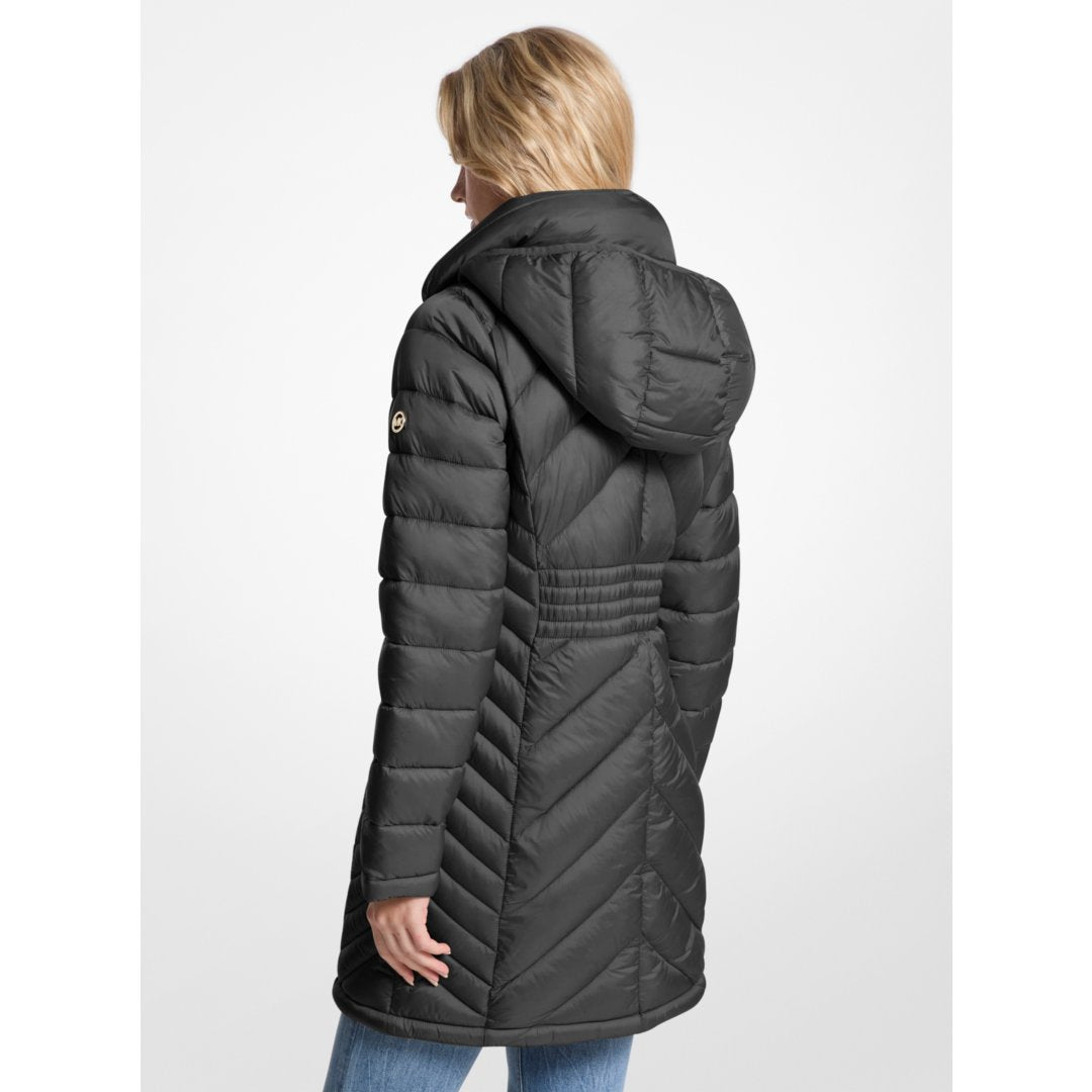 Michael Kors Packable Quilted Nylon Puffer Coat BLACK