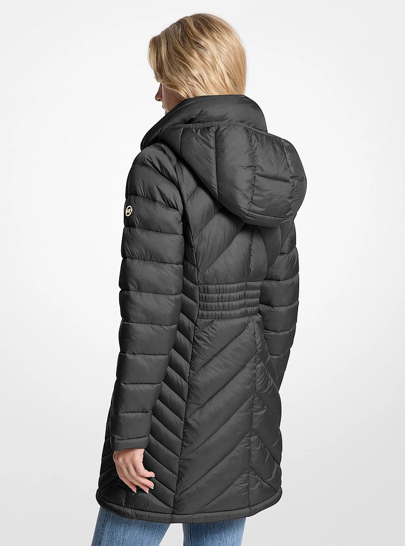 Michael Kors Packable Quilted Nylon Puffer Coat BLACK