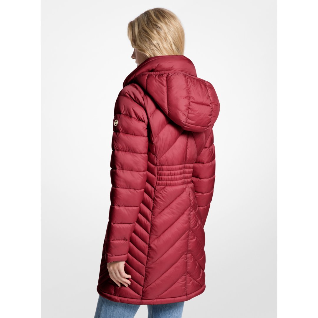 Michael Kors Packable Quilted Nylon Puffer Coat CHERRY