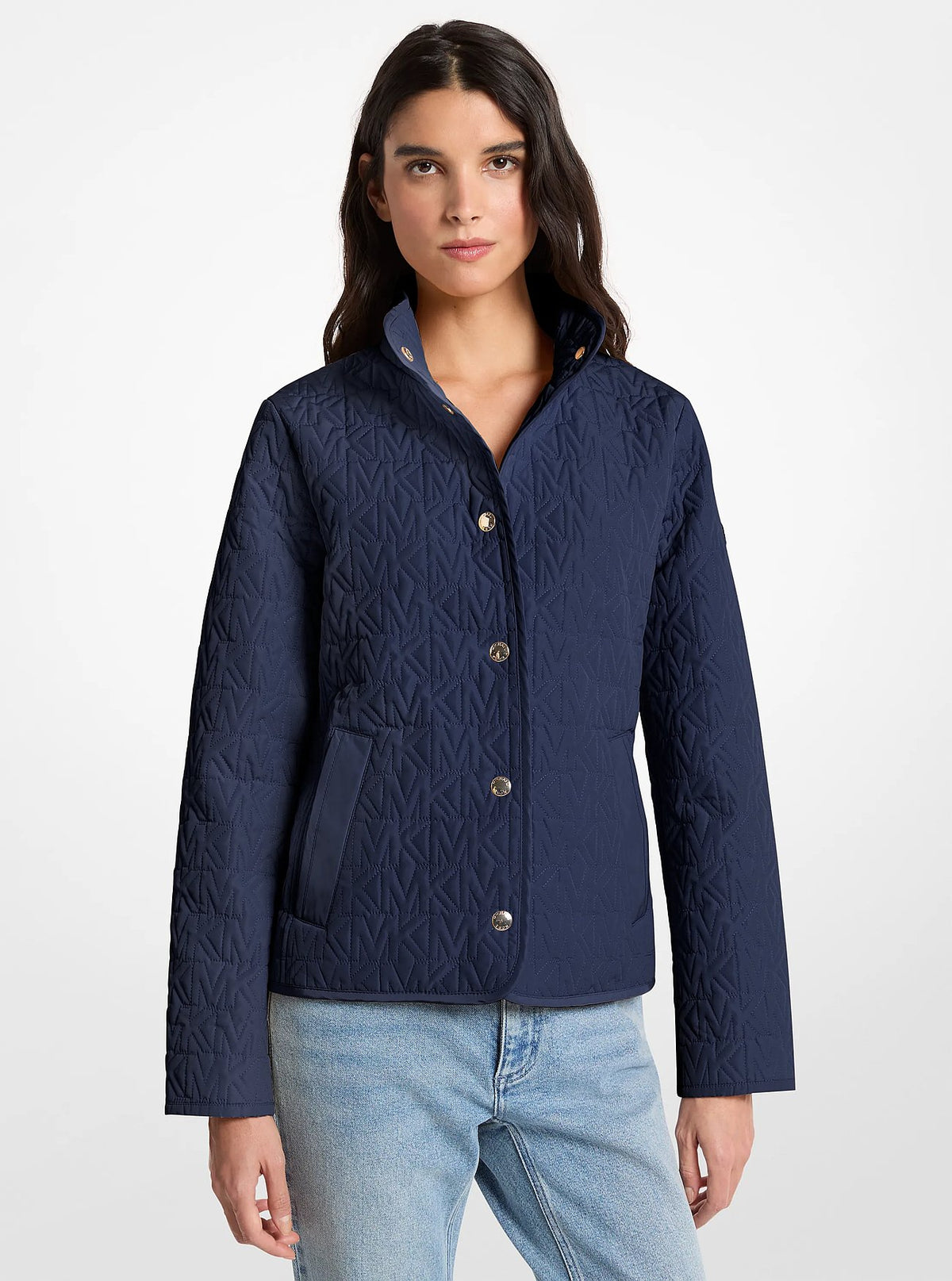 Michael Kors Quilted Logo Jacket MIDNIGHTBLUE