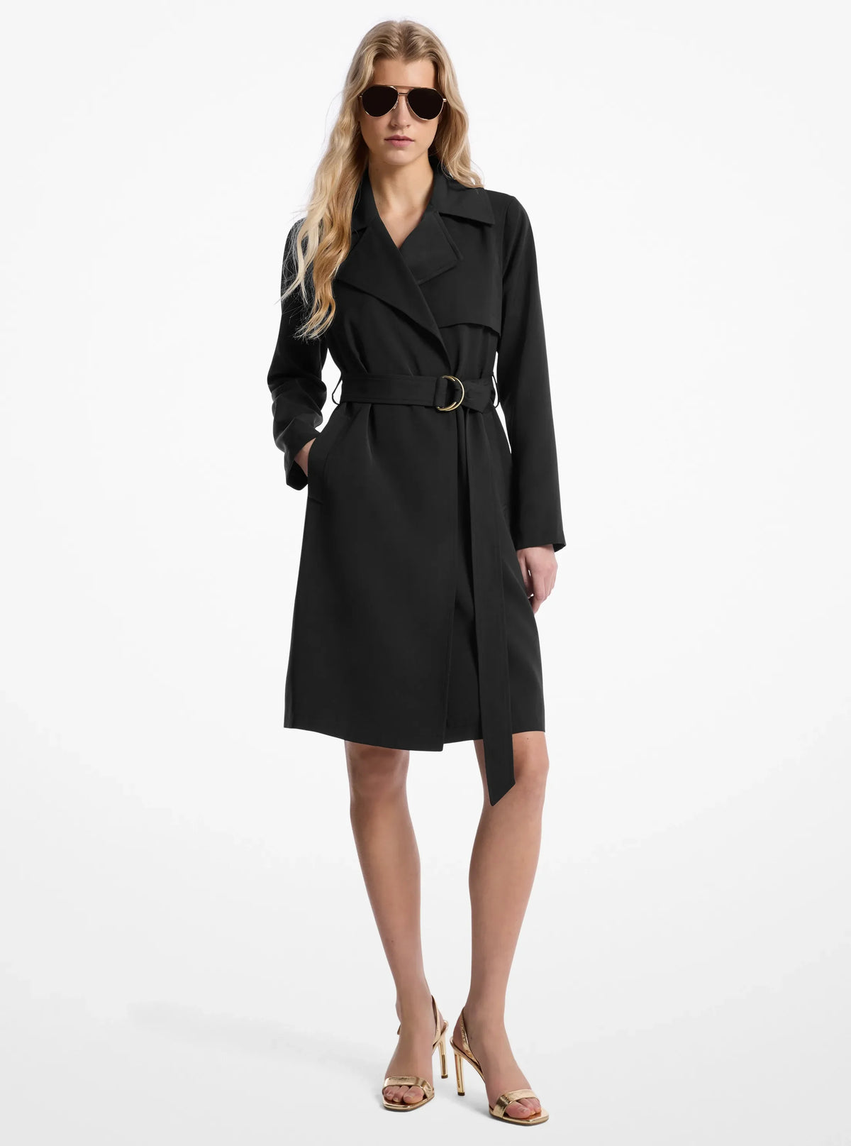 Michael Kors Belted Trench Coat BLACK