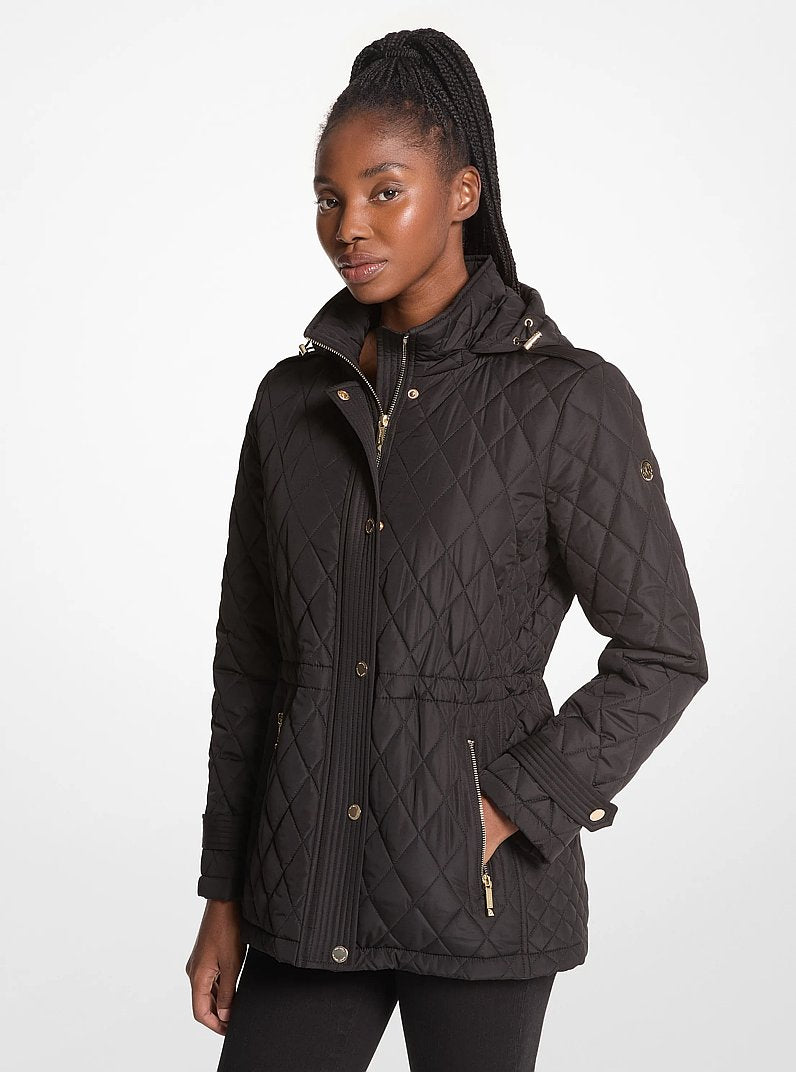 Michael Kors Quilted Hooded Jacket BLACK