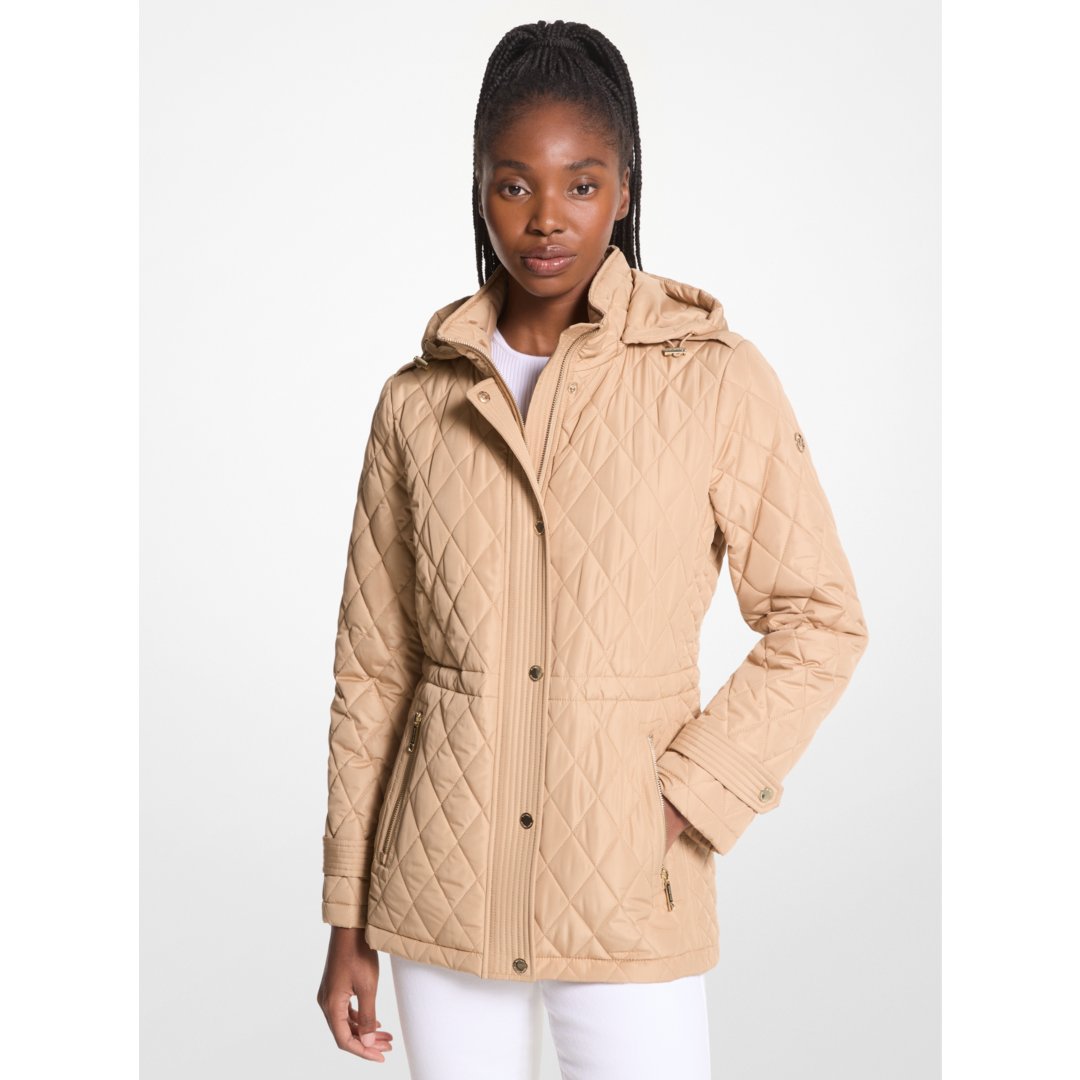 Michael Kors Quilted Hooded Jacket KHAKI