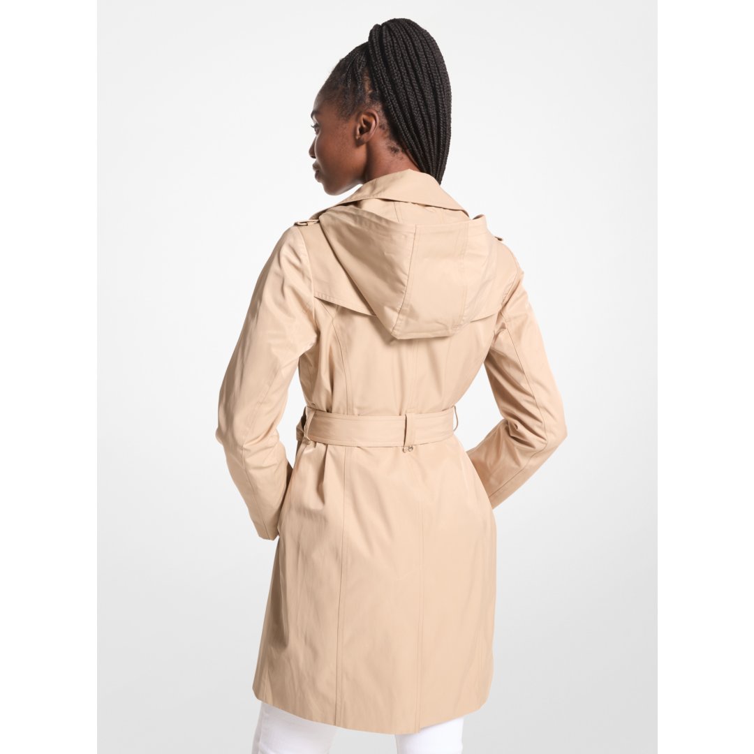 Michael Kors Cotton Blend Hooded Trench Coat KHAKI