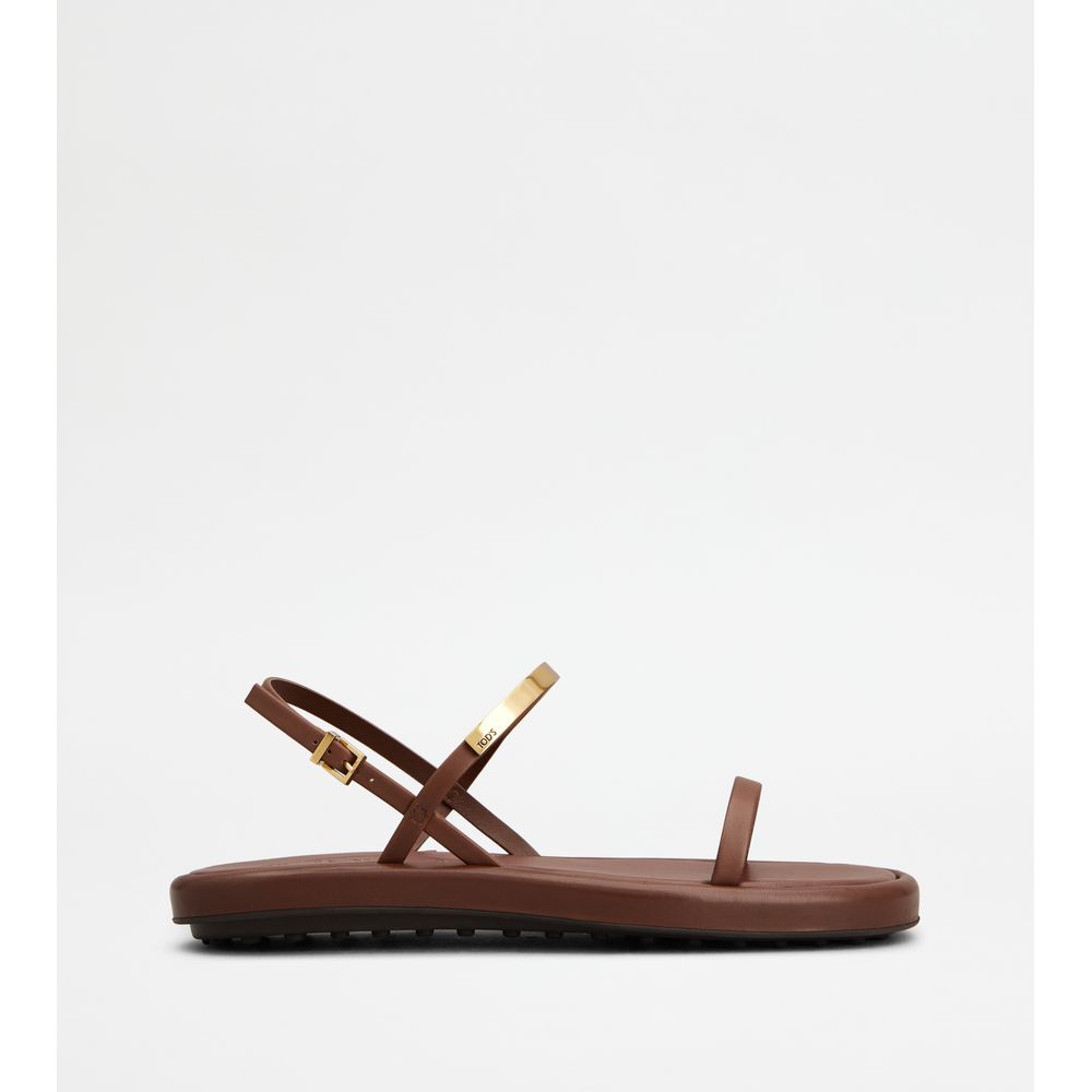 Tods Sandals In Leather Brown Womens