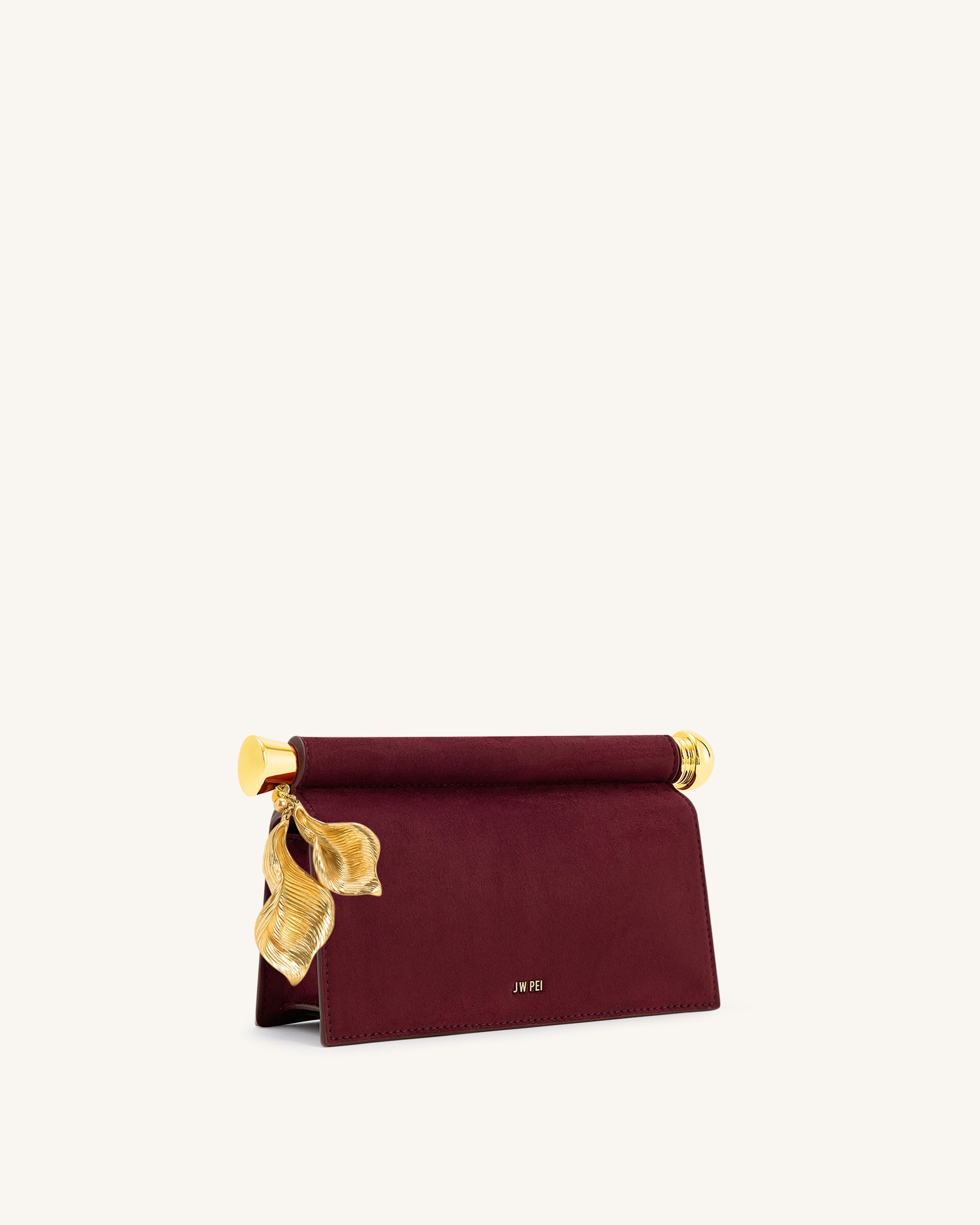 Jw Pei Holly Faux Suede Metal Pendant Embellished Clutch Reddish Brown