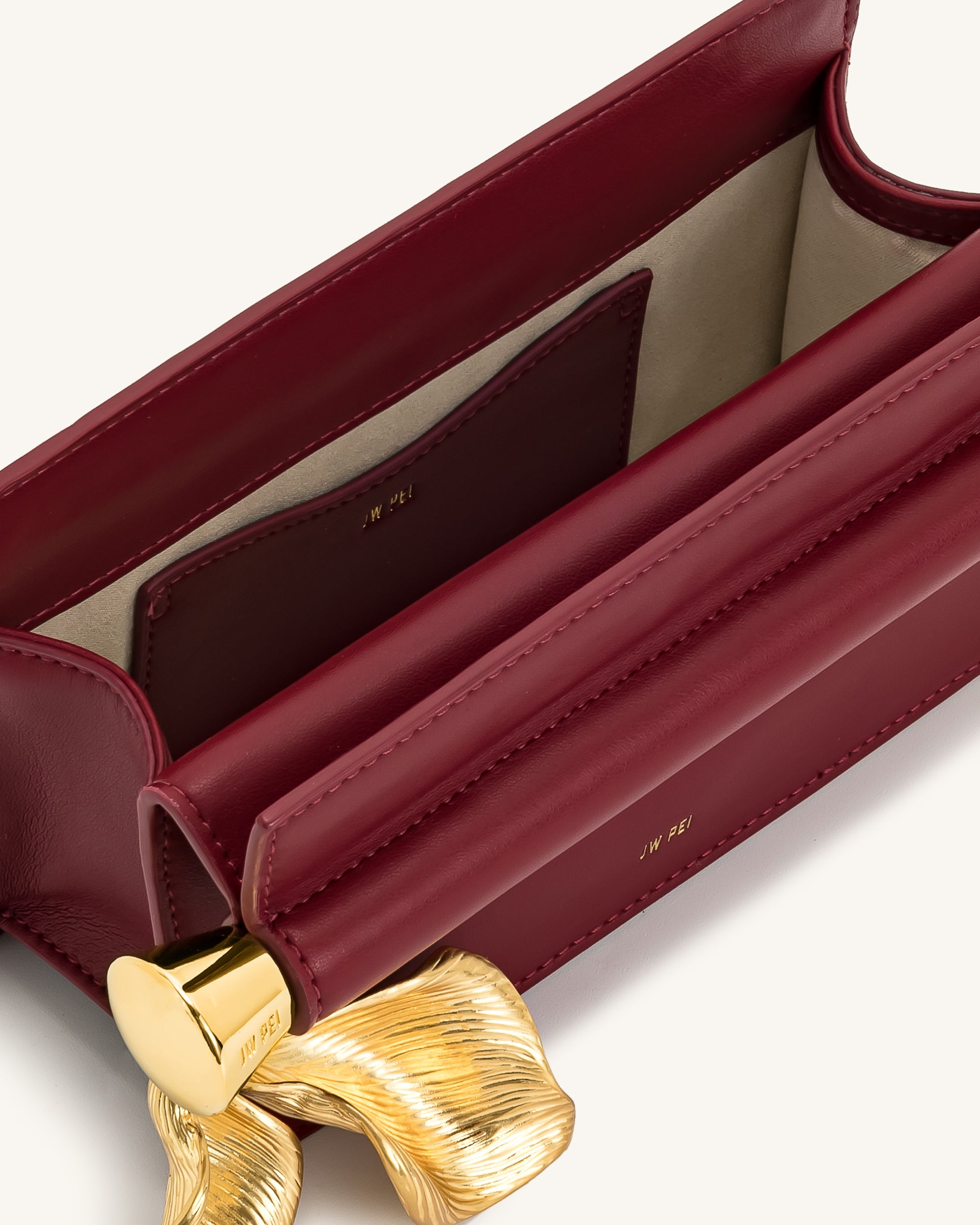 Jw Pei Holly Metal Pendant Embellished Clutch Claret