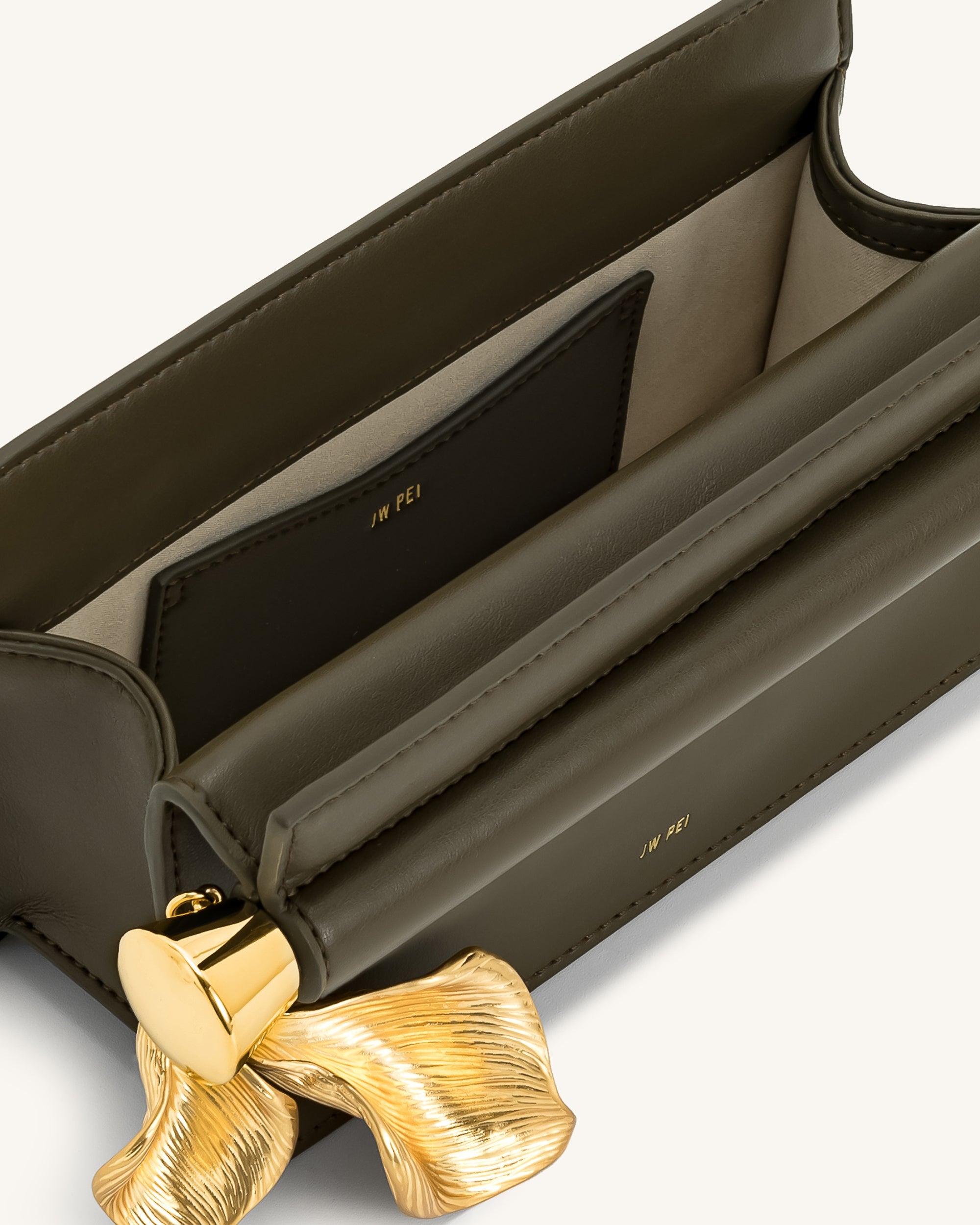 Jw Pei Holly Metal Pendant Embellished Clutch Dark Olive