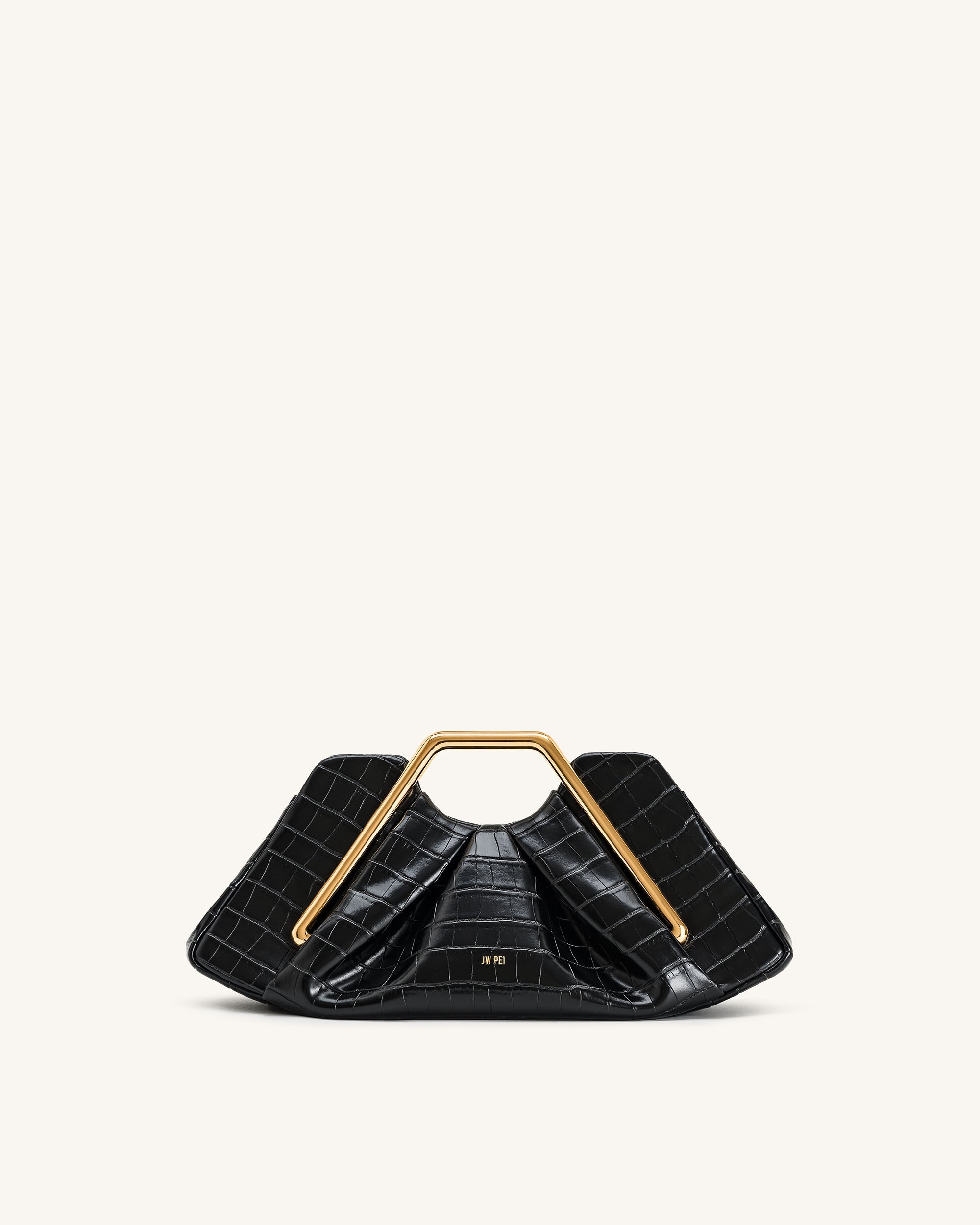 Jw Pei Lila Faux Croc Effect Metal Frame Clutch Black