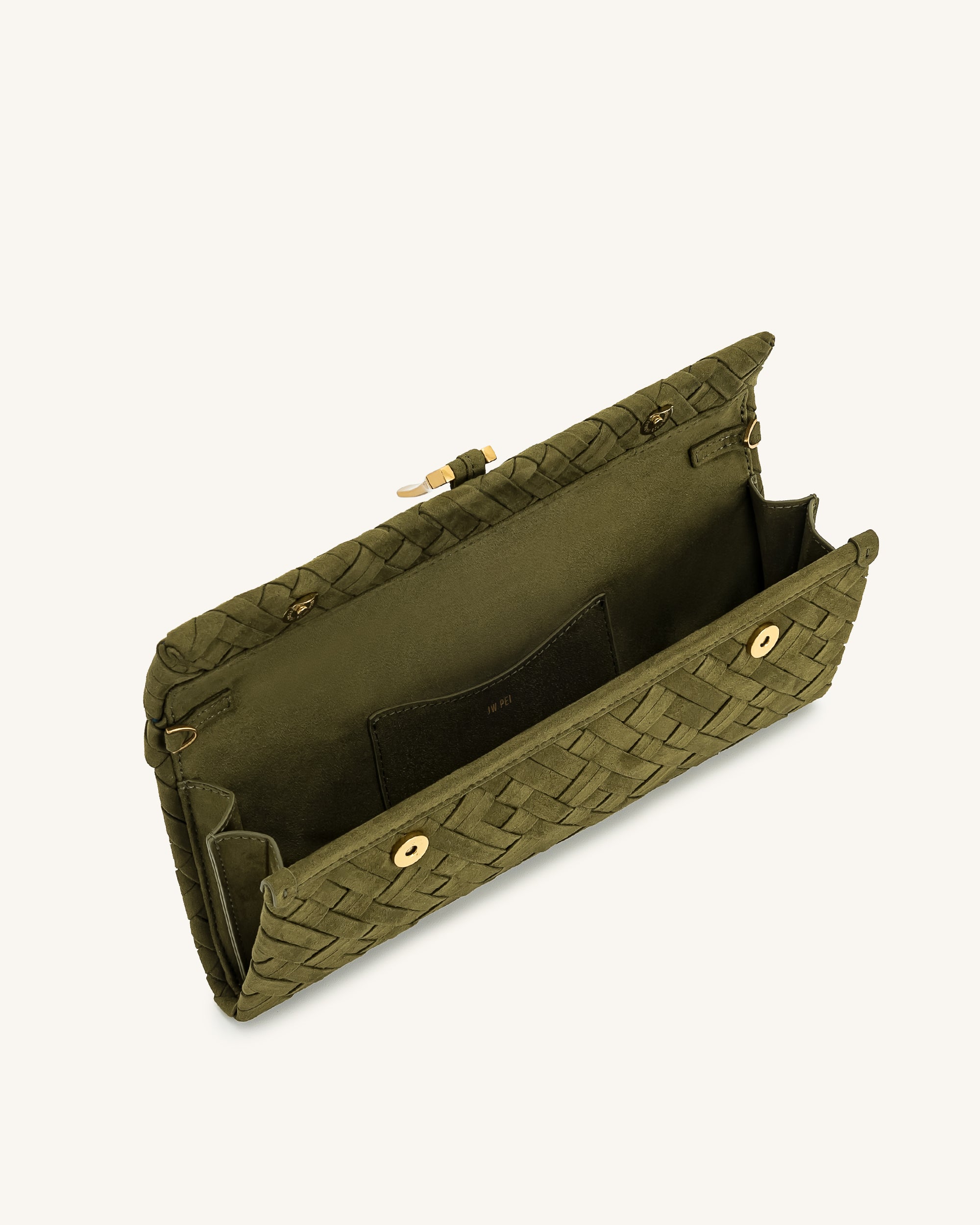 Jw Pei Zaria Woven Clutch Dark Olive