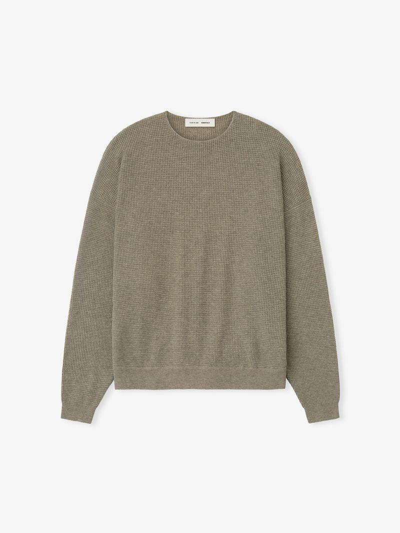 Essentials Waffle Crewneck 90S Sweater Homestead Heather
