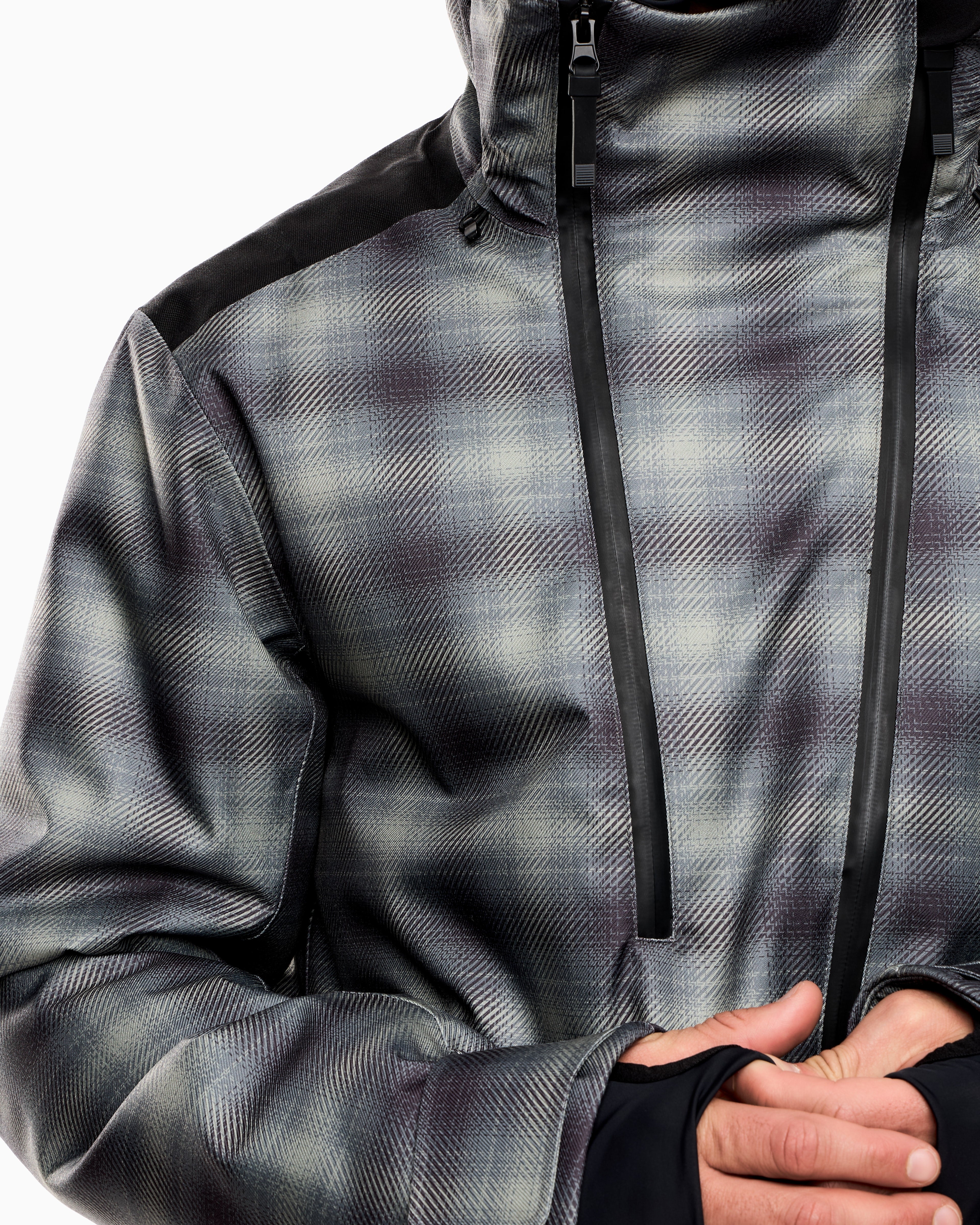 EA7 Technical ski jacket in a check motif with STRATUM7 padding