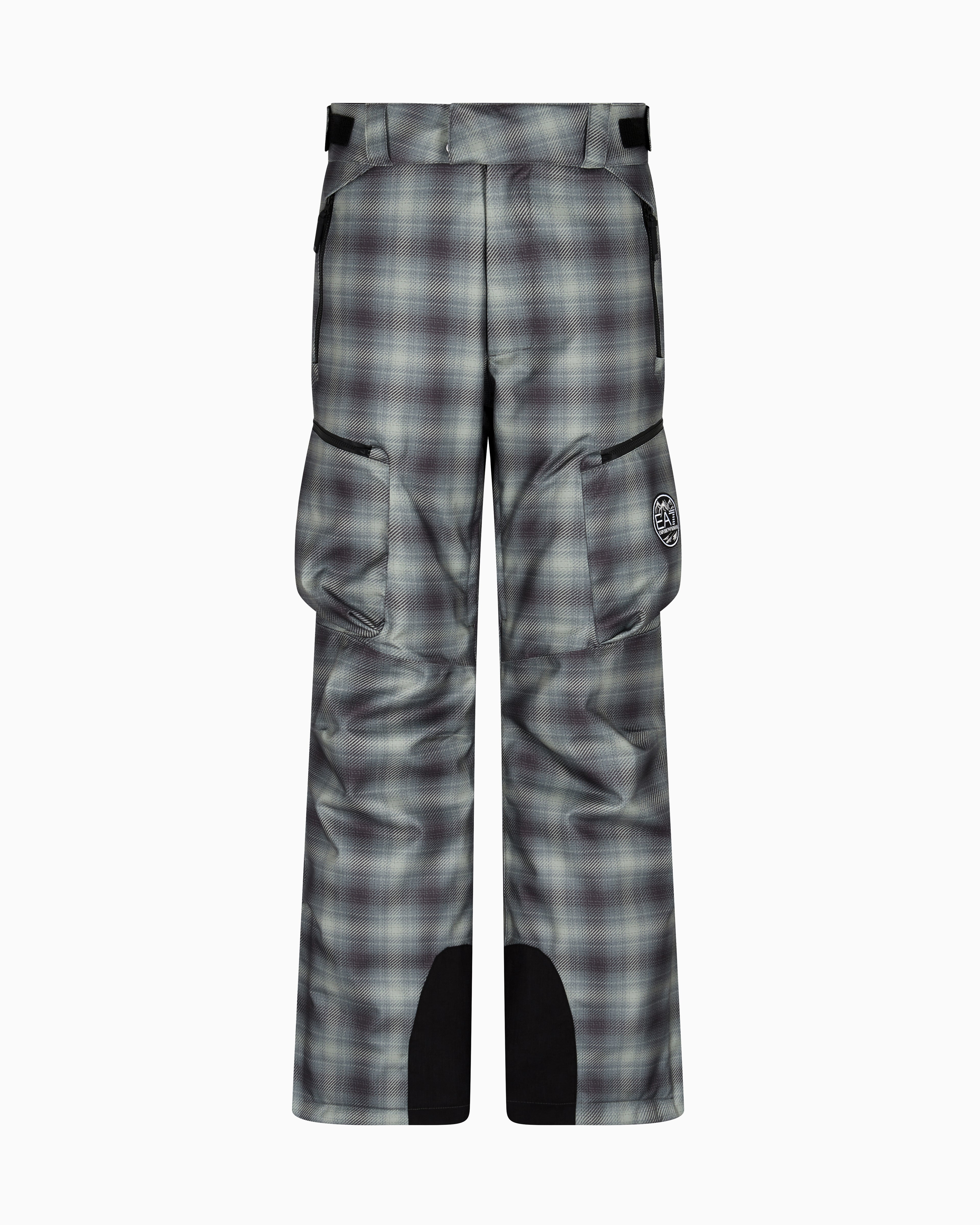 EA7 Technical ski cargo trousers in a check motif with STRATUM7 padding