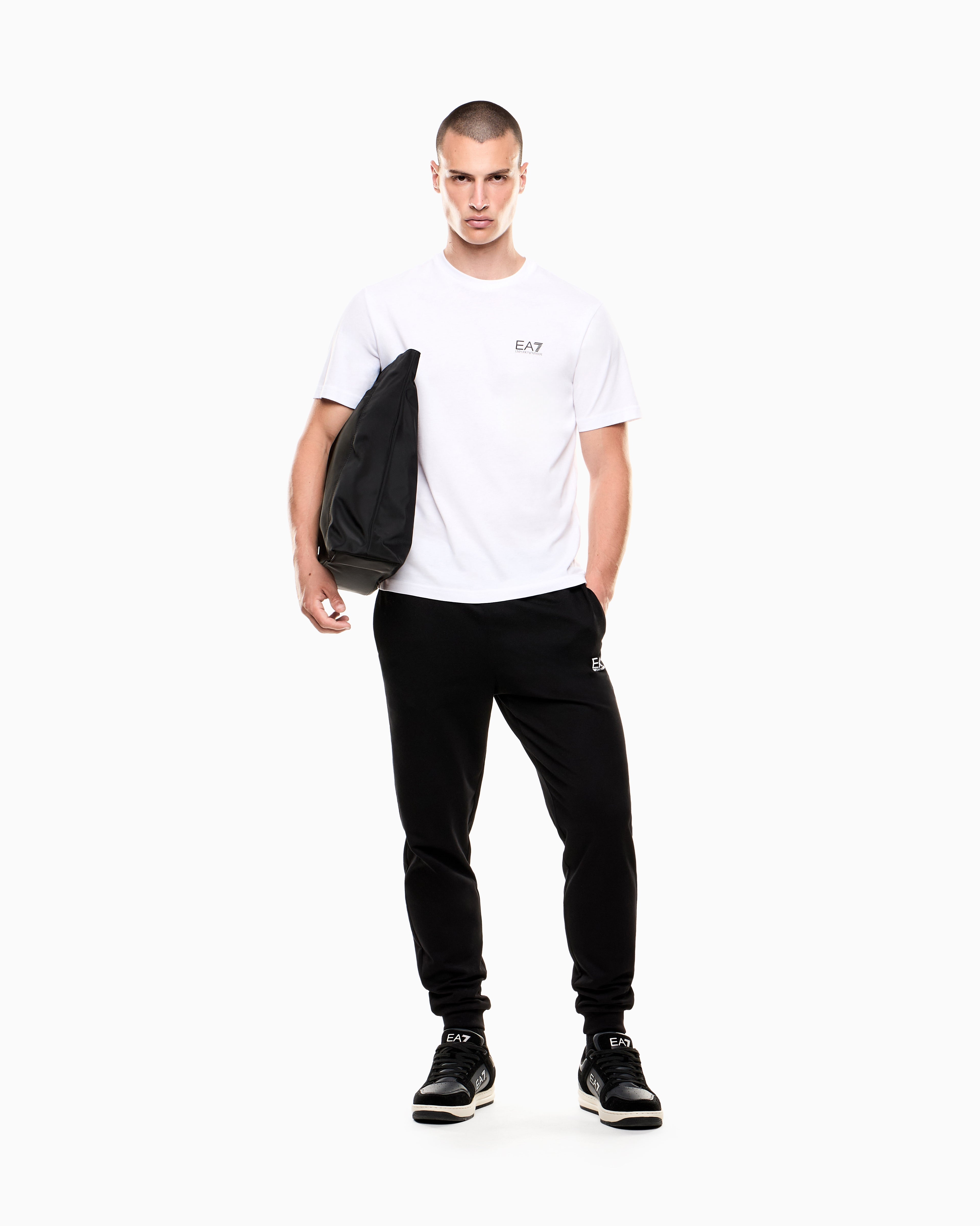 EA7 Logo t-shirt in cotton jersey with back print Logo Series