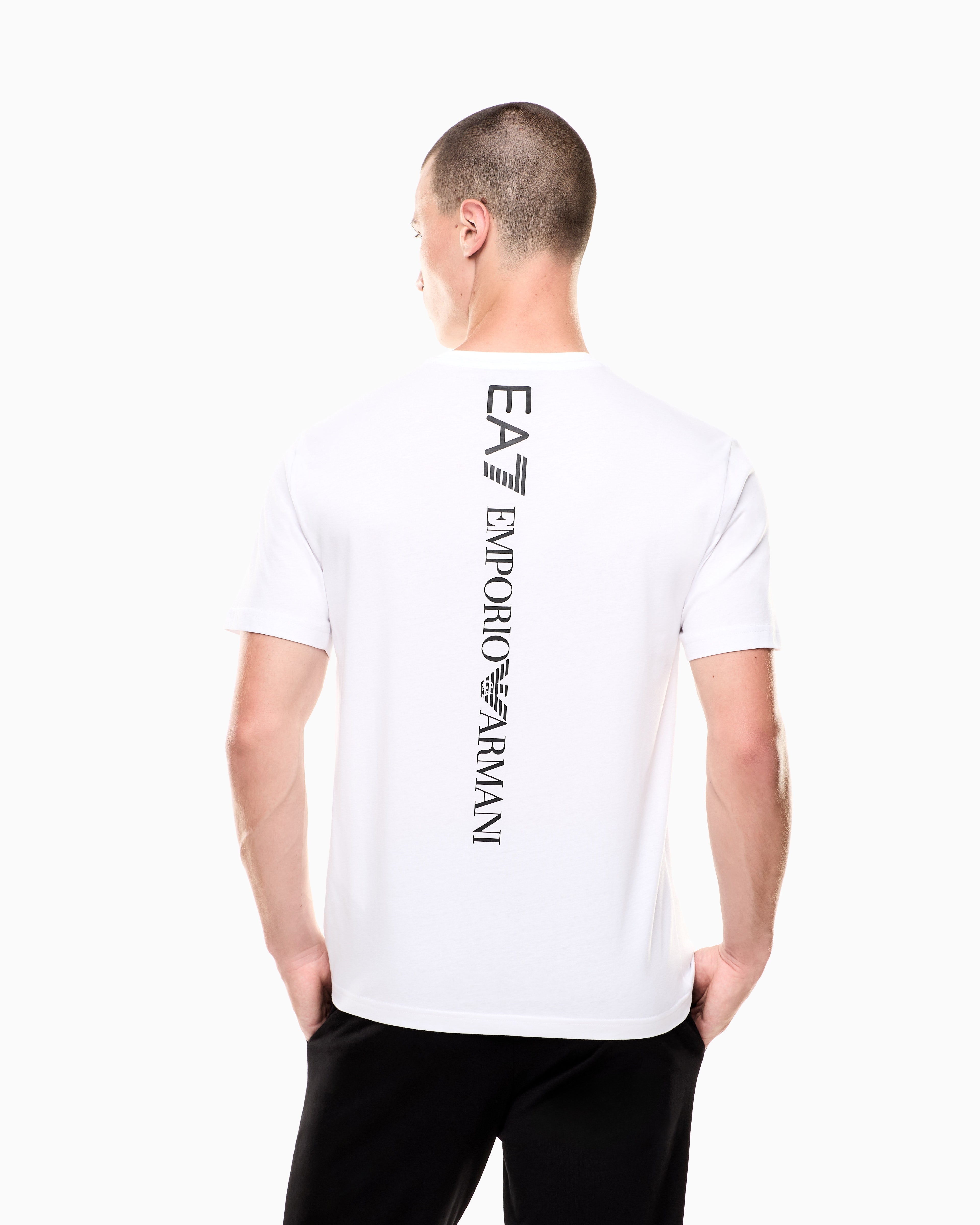 EA7 Logo t-shirt in cotton jersey with back print Logo Series