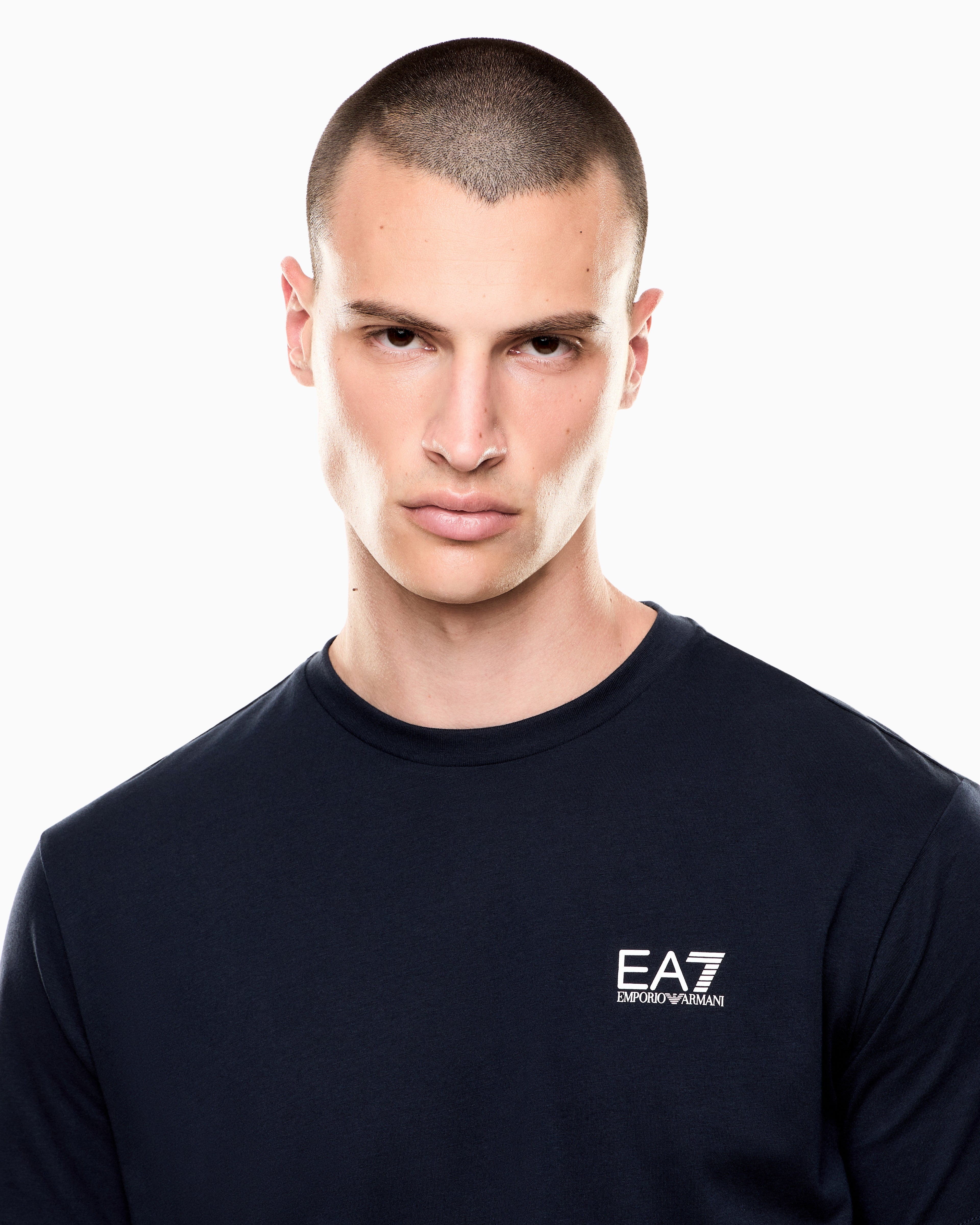 EA7 Logo t-shirt in cotton jersey with back print Logo Series