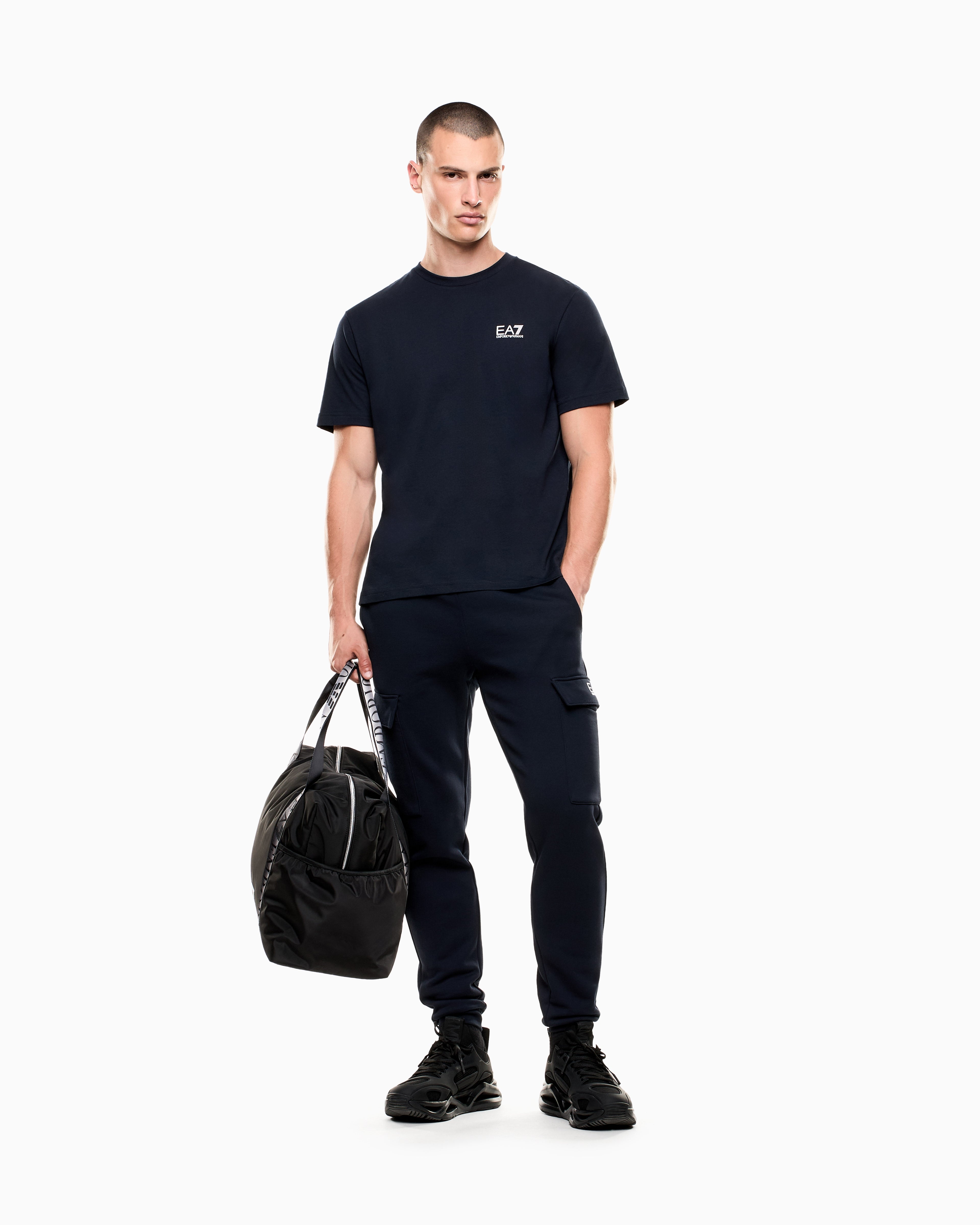 EA7 Logo t-shirt in cotton jersey with back print Logo Series