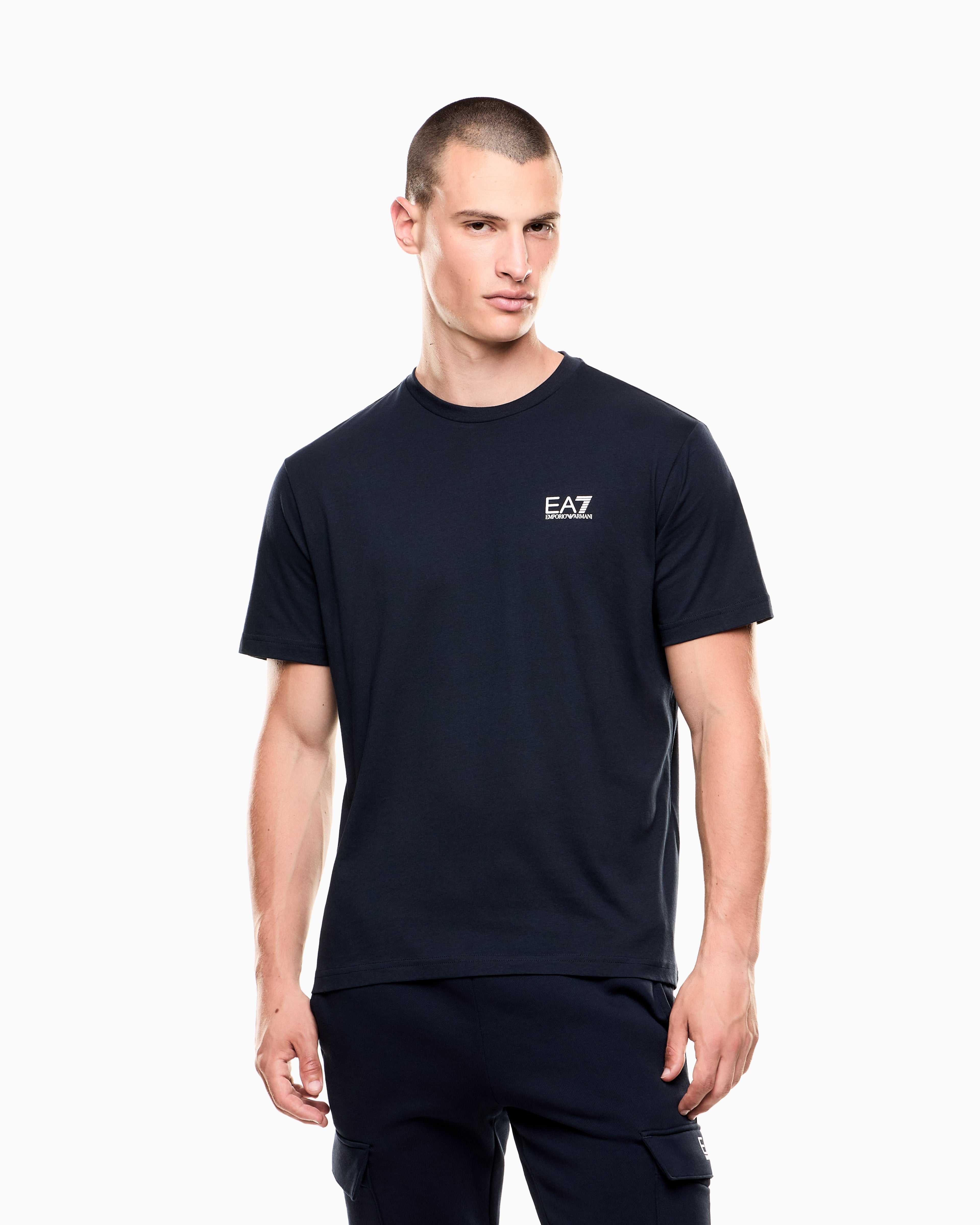 EA7 Logo t-shirt in cotton jersey with back print Logo Series