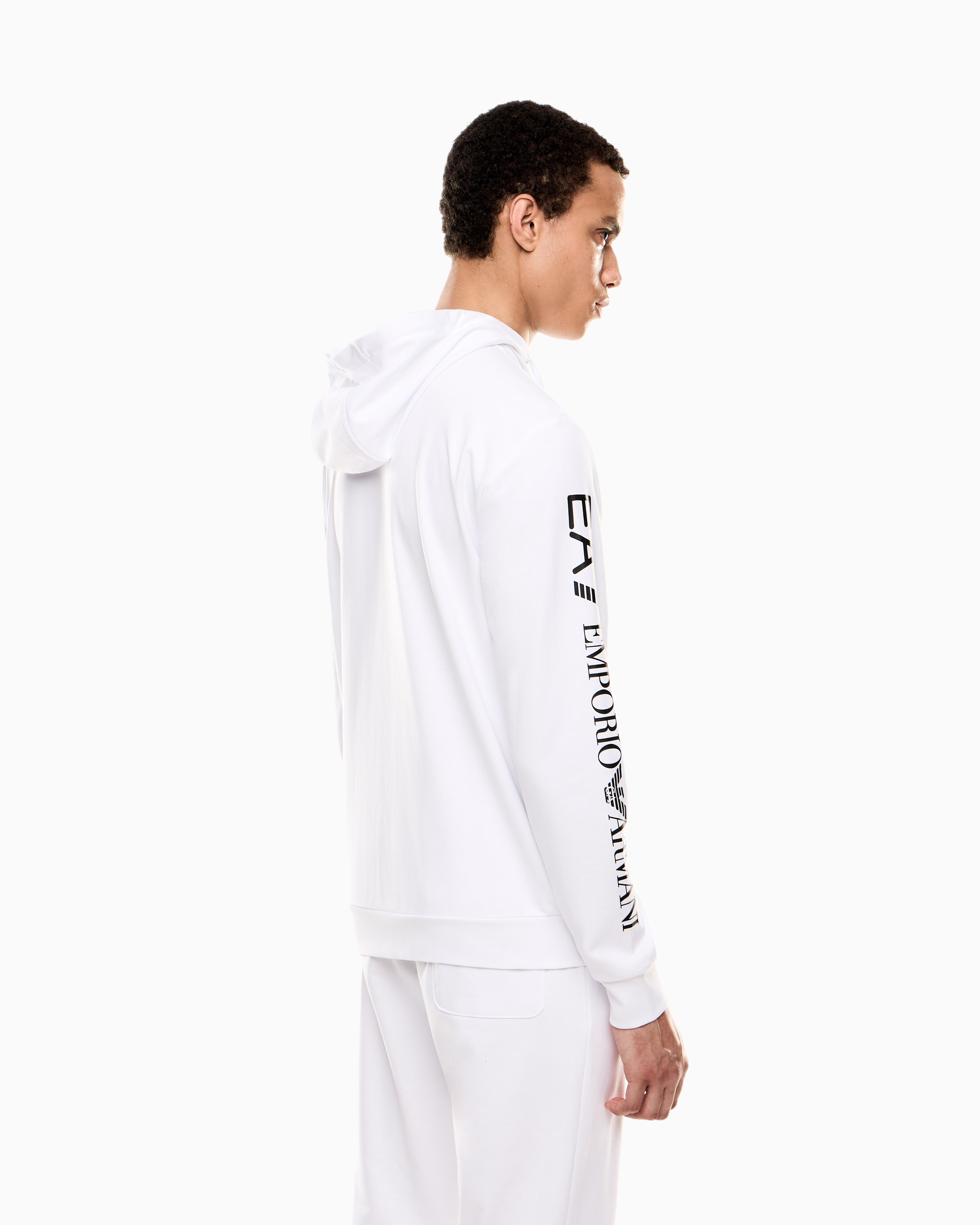 EA7 Logo zip up sweatshirt in cotton with a hood Logo Series