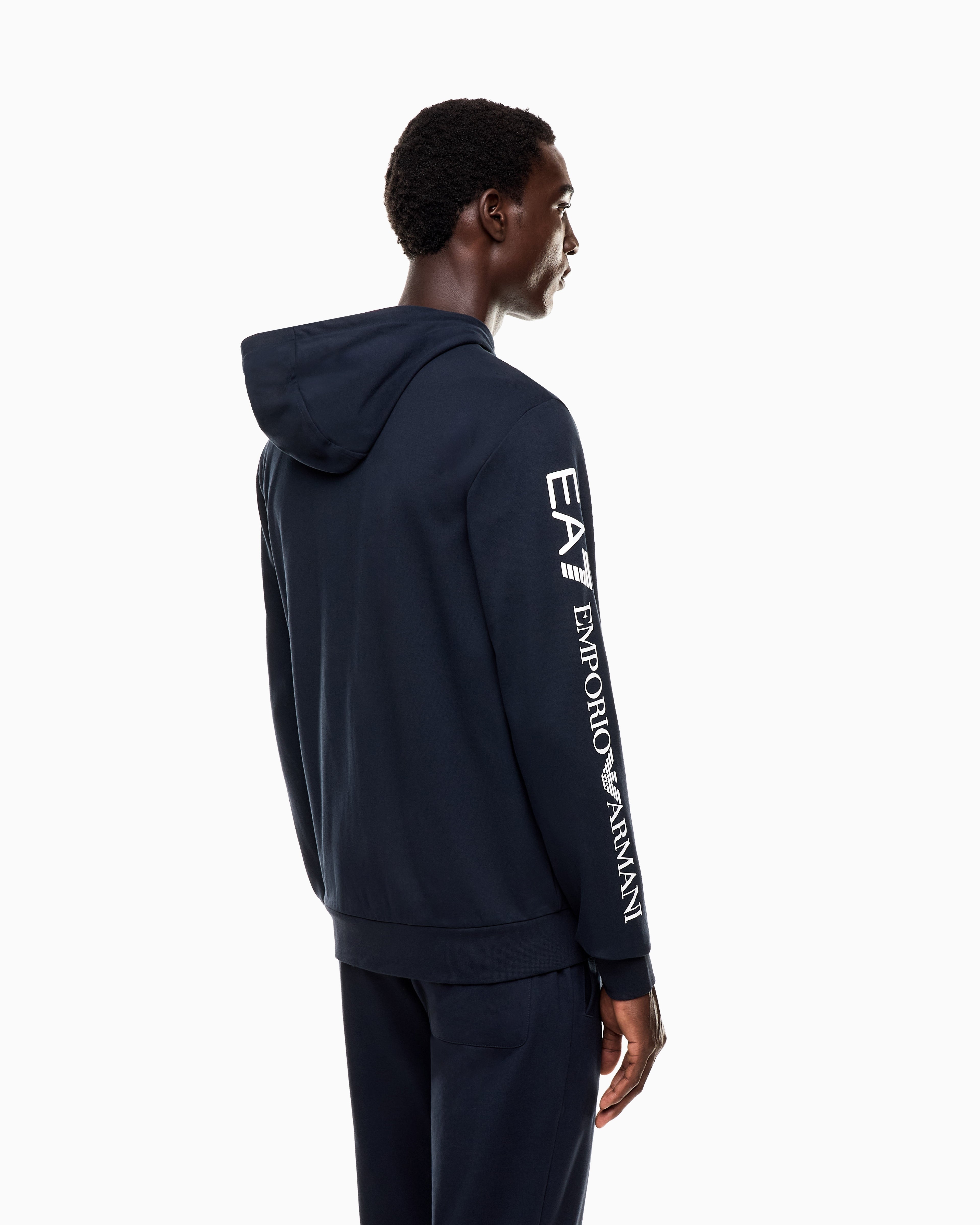 EA7 Logo zip up sweatshirt in cotton with a hood Logo Series