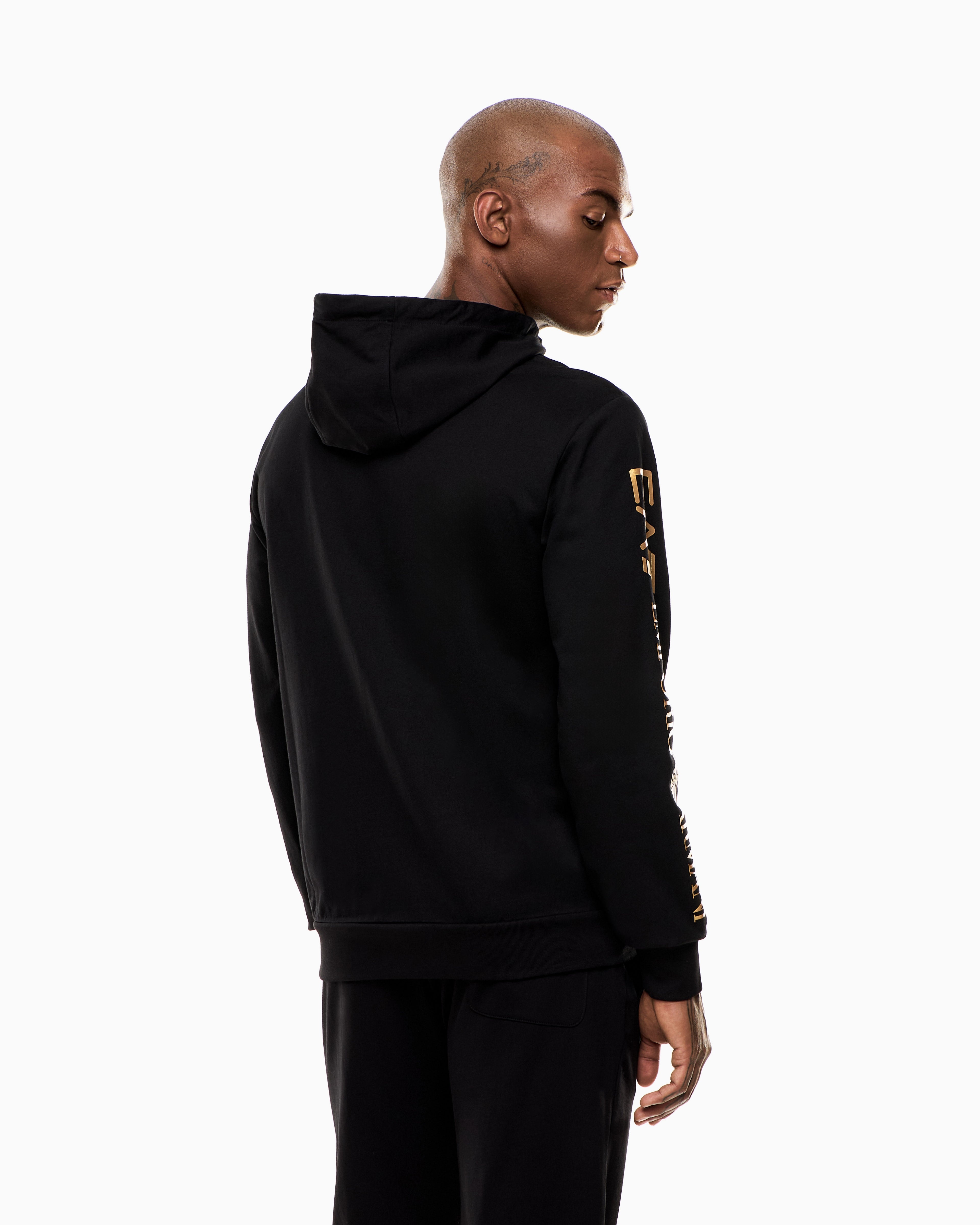 EA7 Logo zip up sweatshirt in cotton with a hood Logo Series