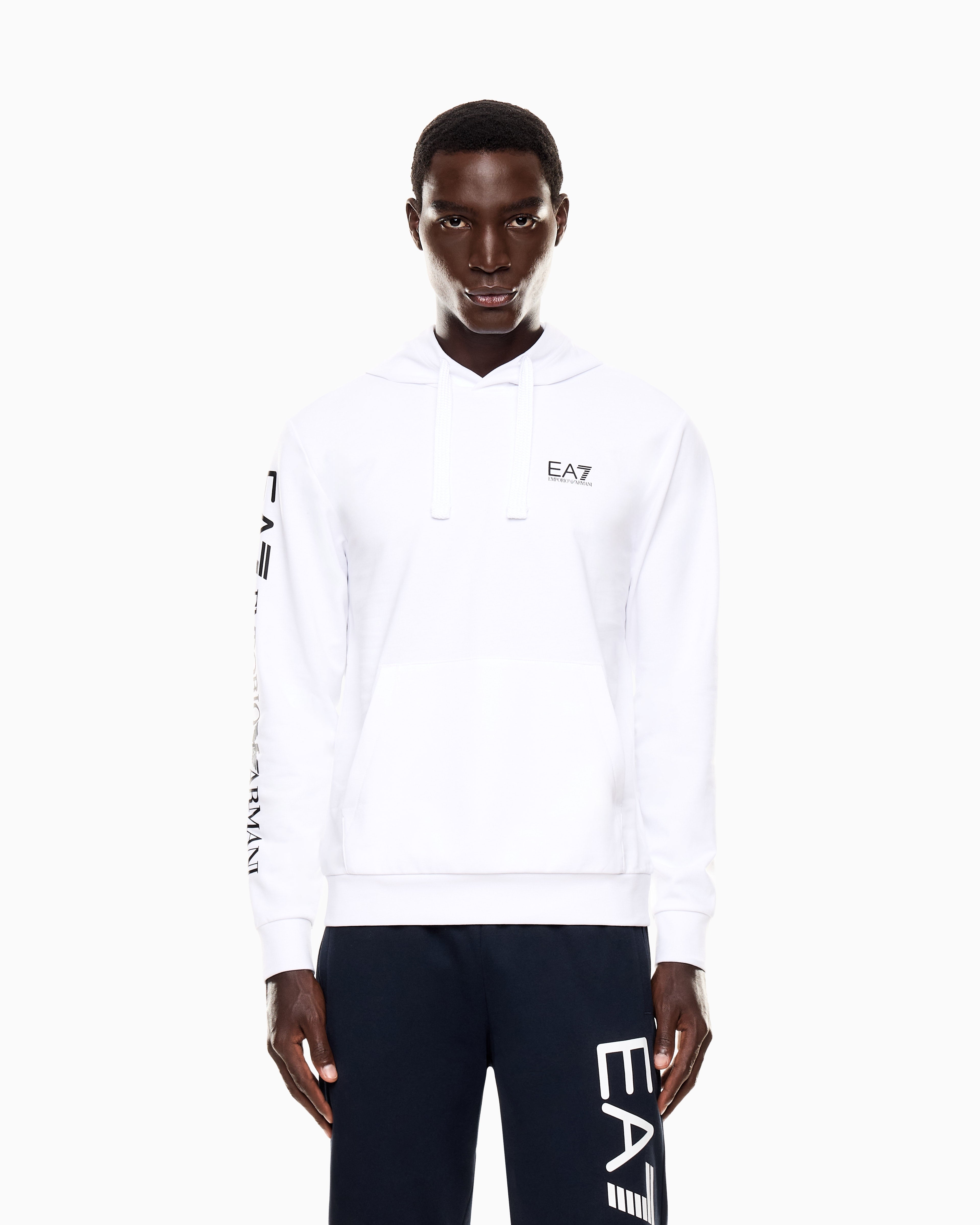 EA7 Logo Series hooded cotton sweatshirt