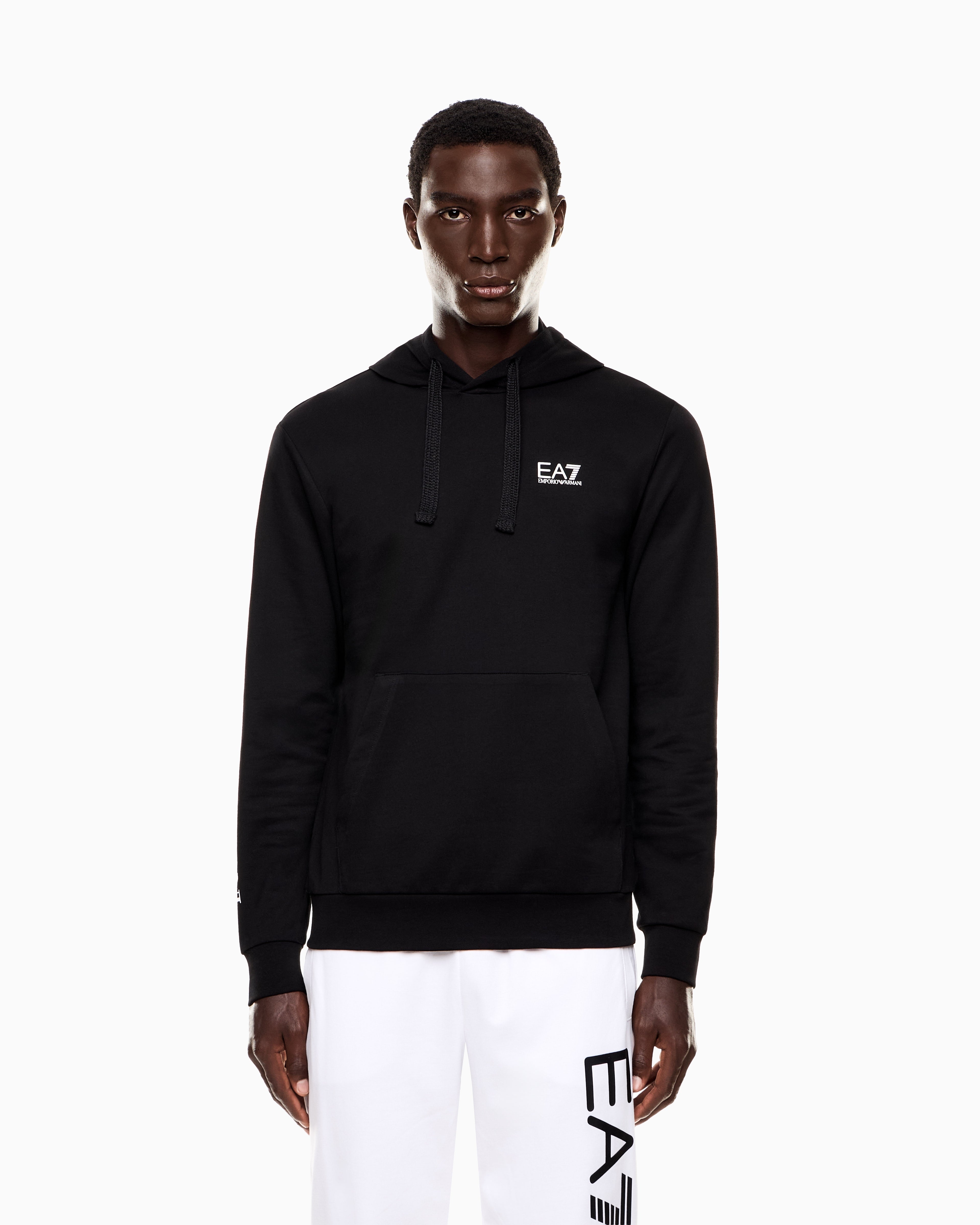 EA7 Logo Series hooded cotton sweatshirt