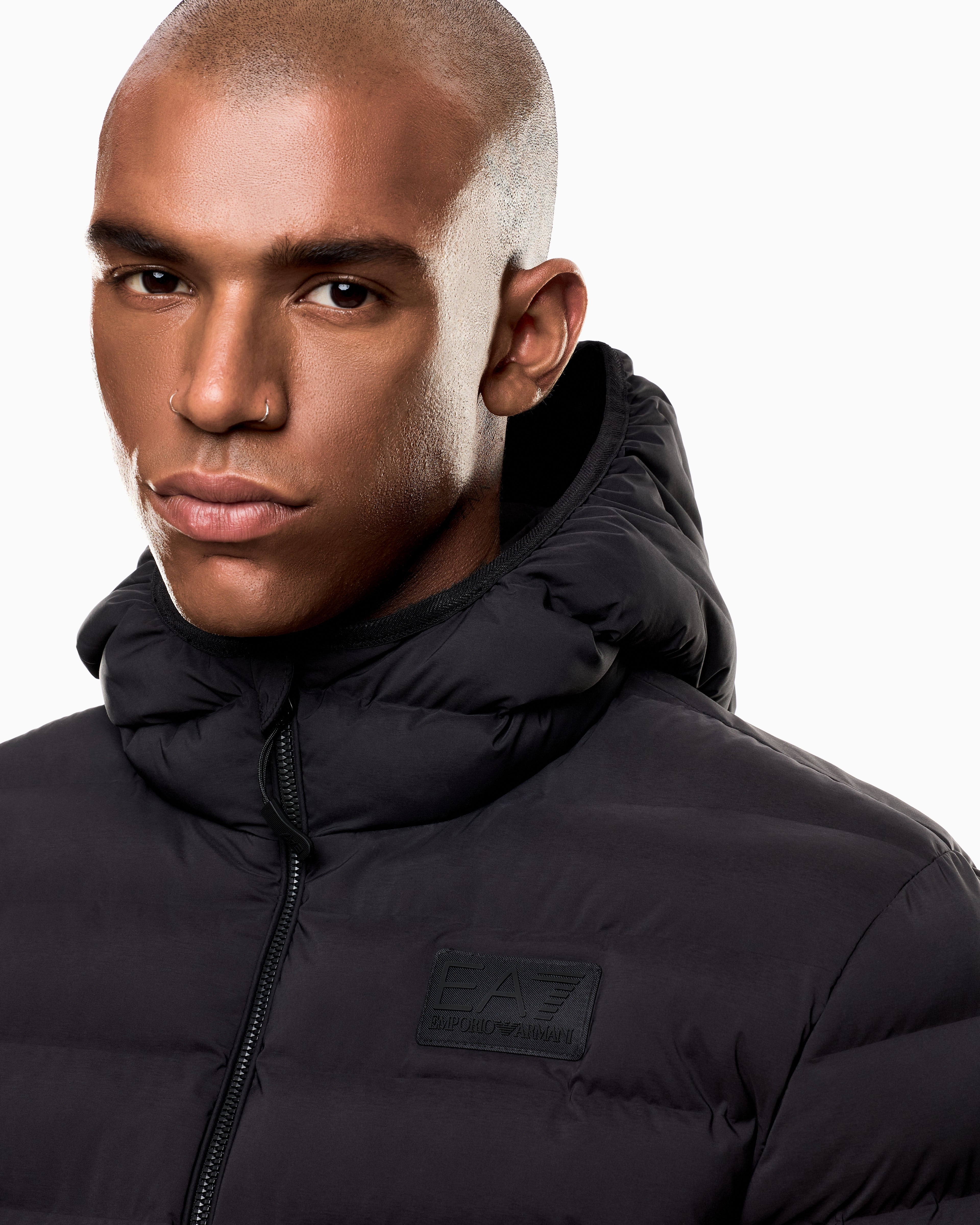 EA7 Water-resistant Winter jacket with a fixed hood