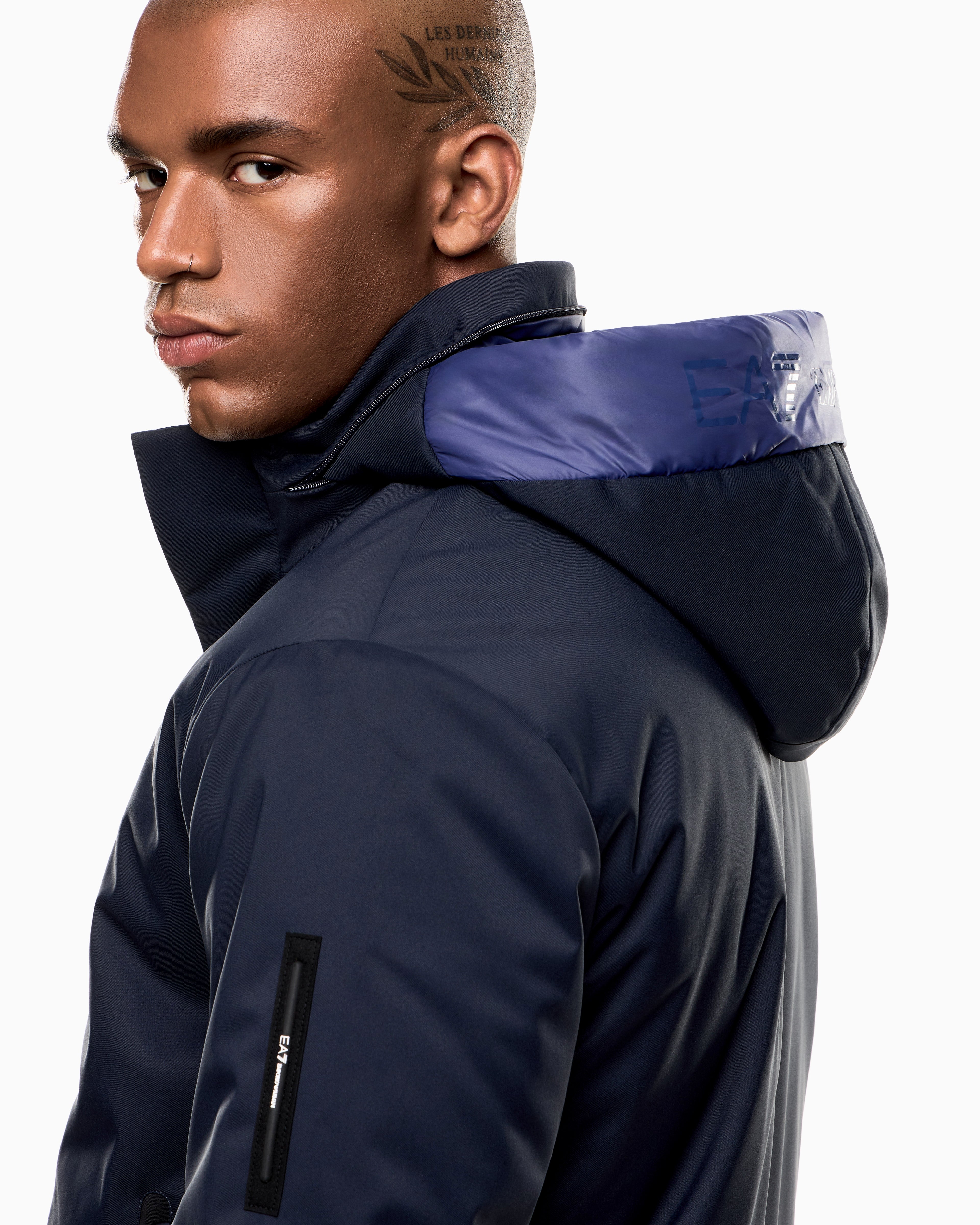 EA7 Recycled-fabric padded jacket with hood