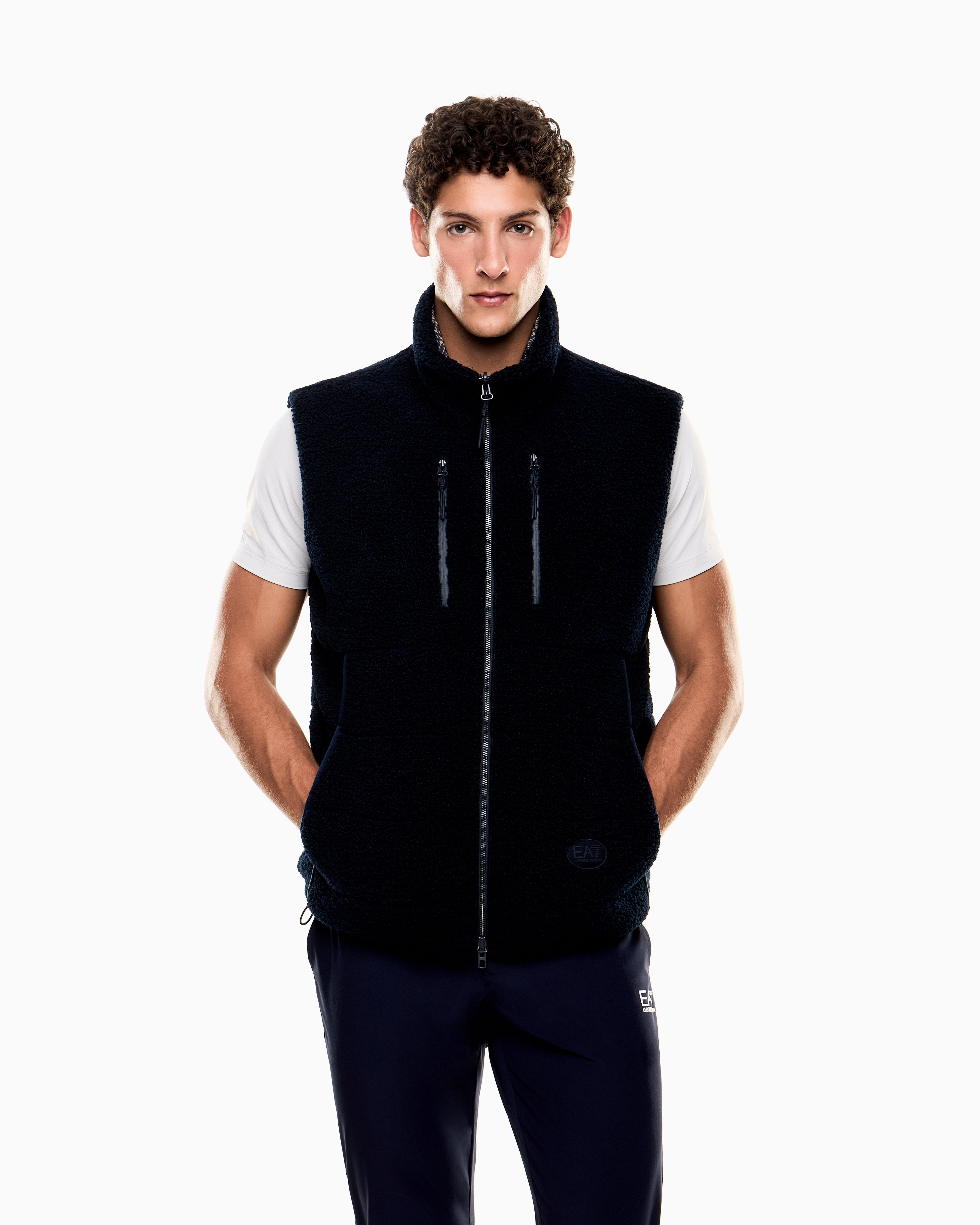 EA7 Golf Club reversible gilet in nylon and teddy-effect fabric