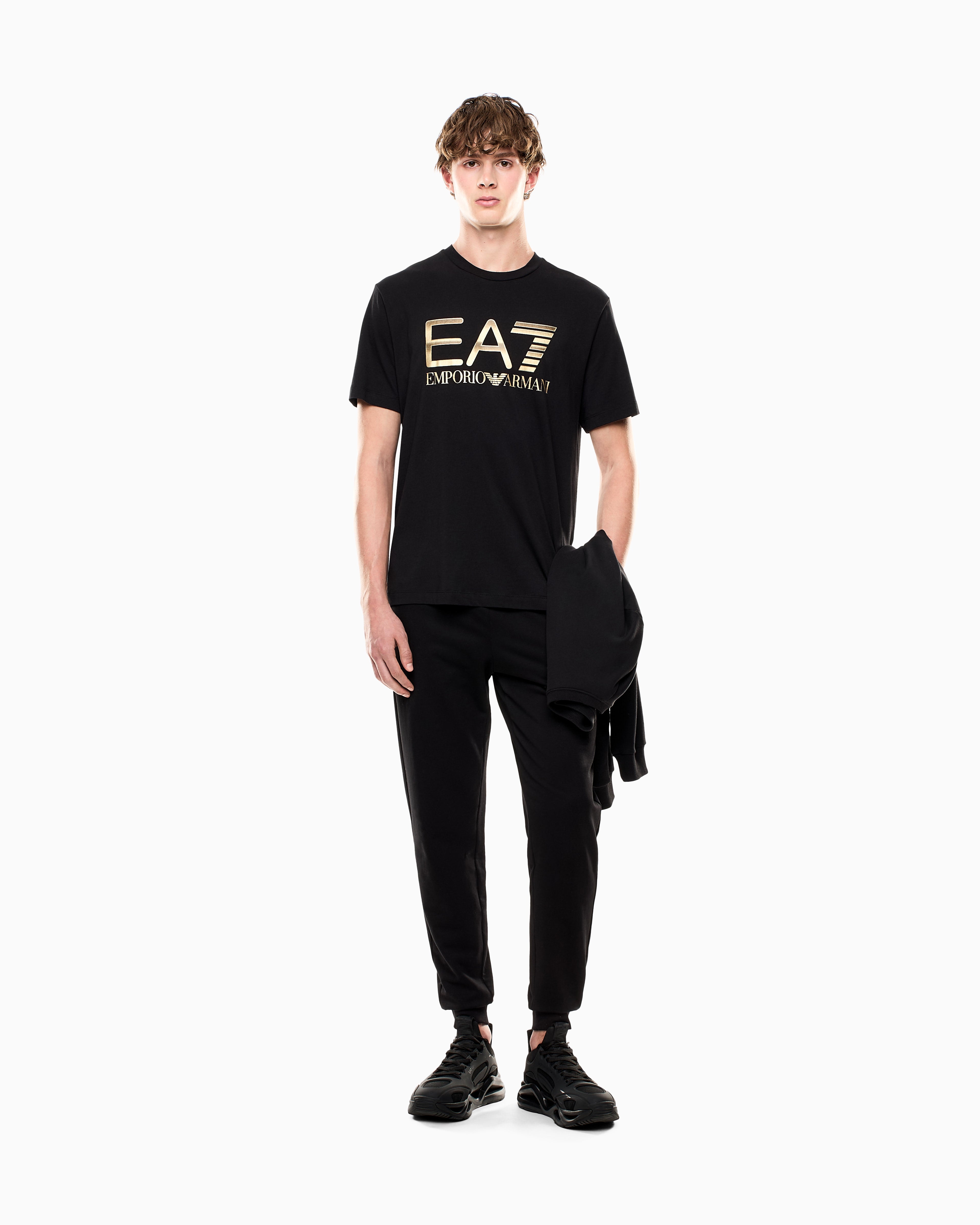 EA7 Logo Series cotton T-shirt with oversized logo