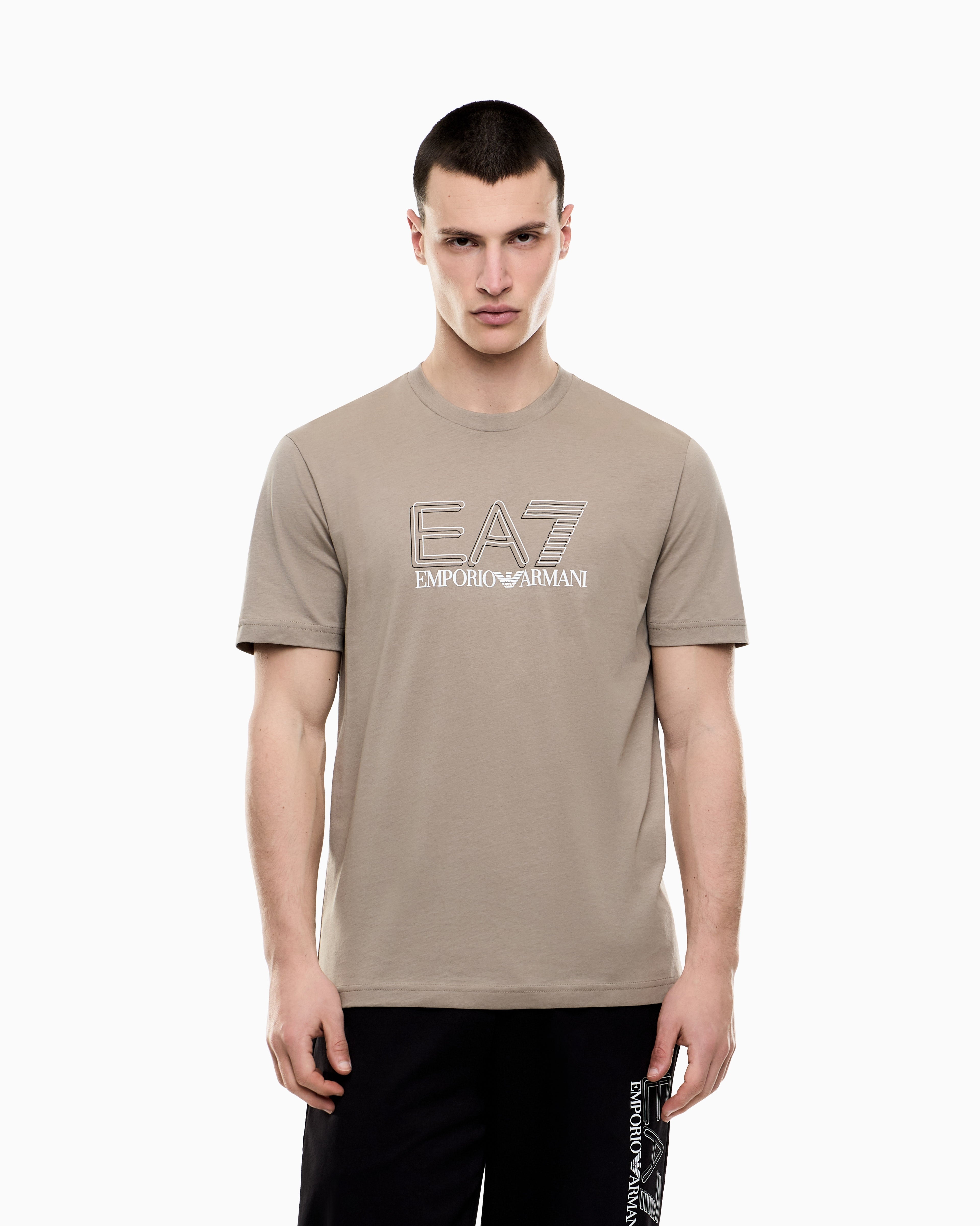 EA7 Cotton Jersey T-Shirt with EA7 Logo