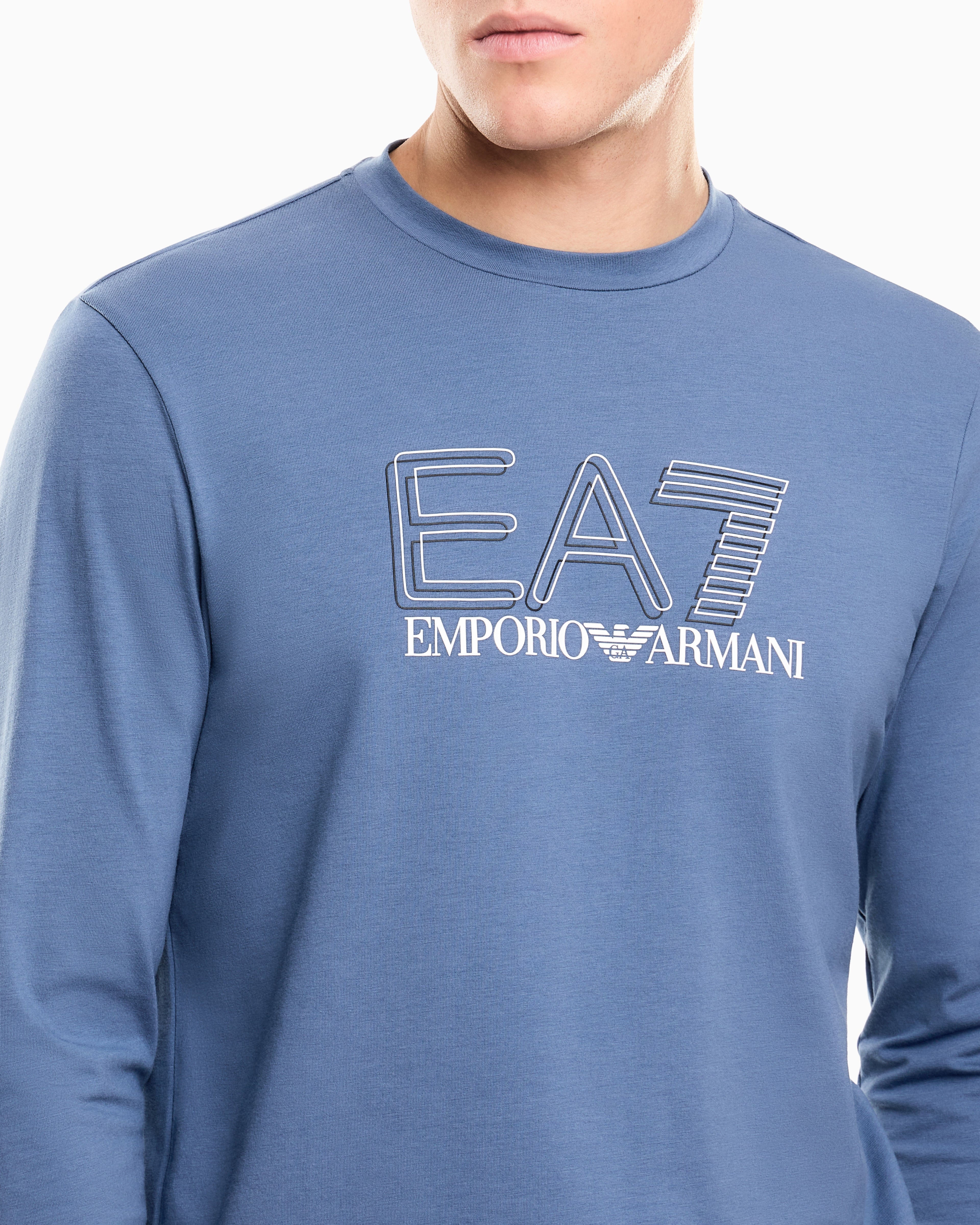 EA7 Visibility long-sleeved T-shirt in stretch cotton jersey