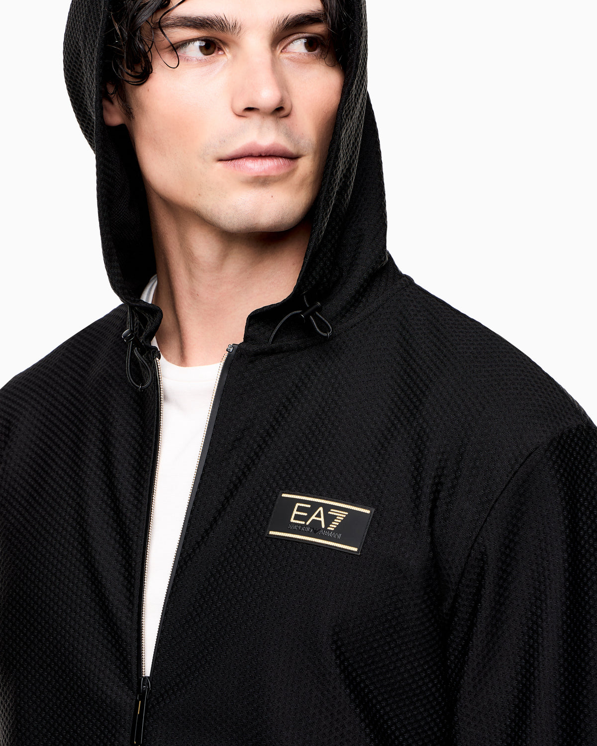 EA7 Premium Label technical fabric hooded sweatshirt