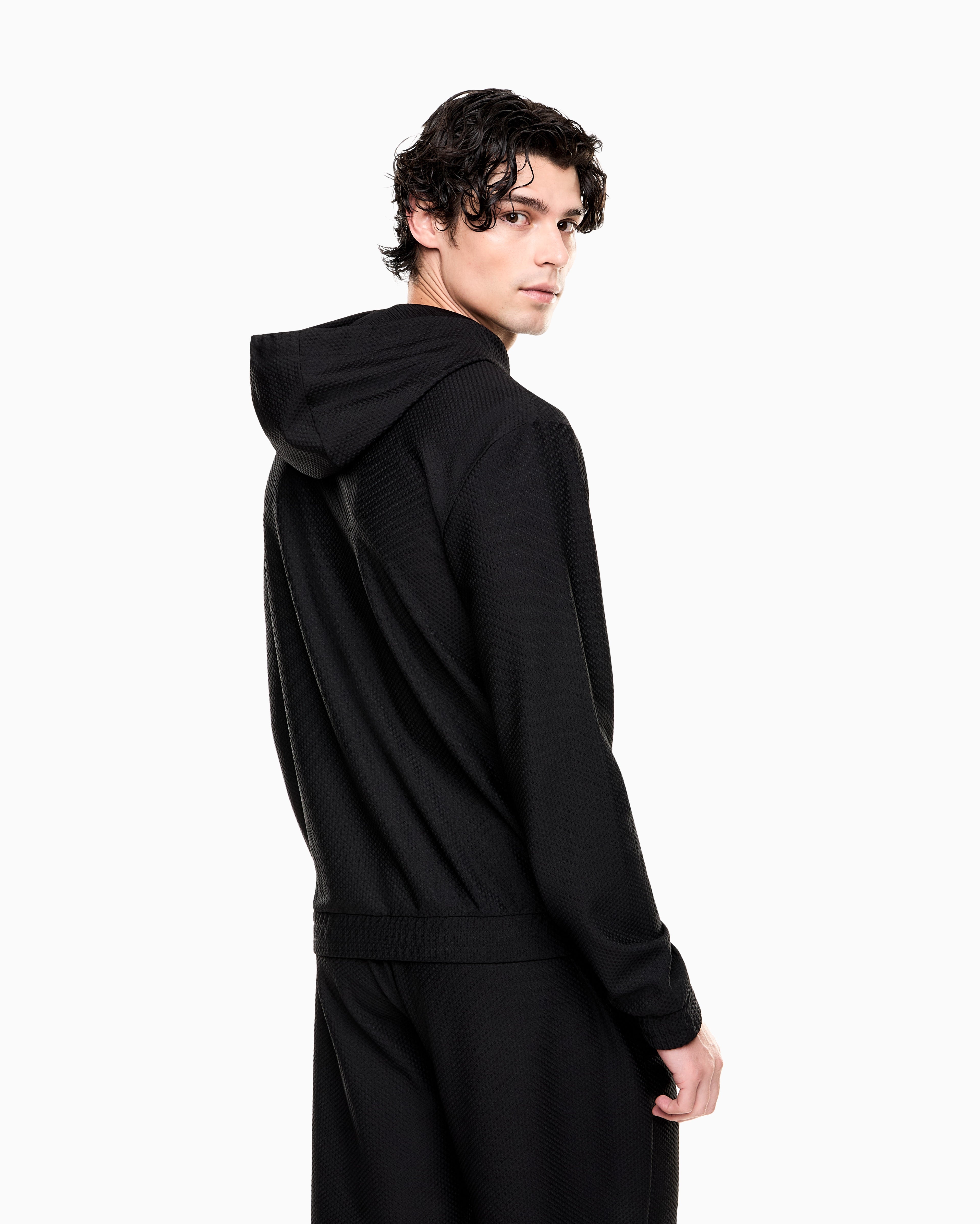 EA7 Premium Label technical fabric hooded sweatshirt
