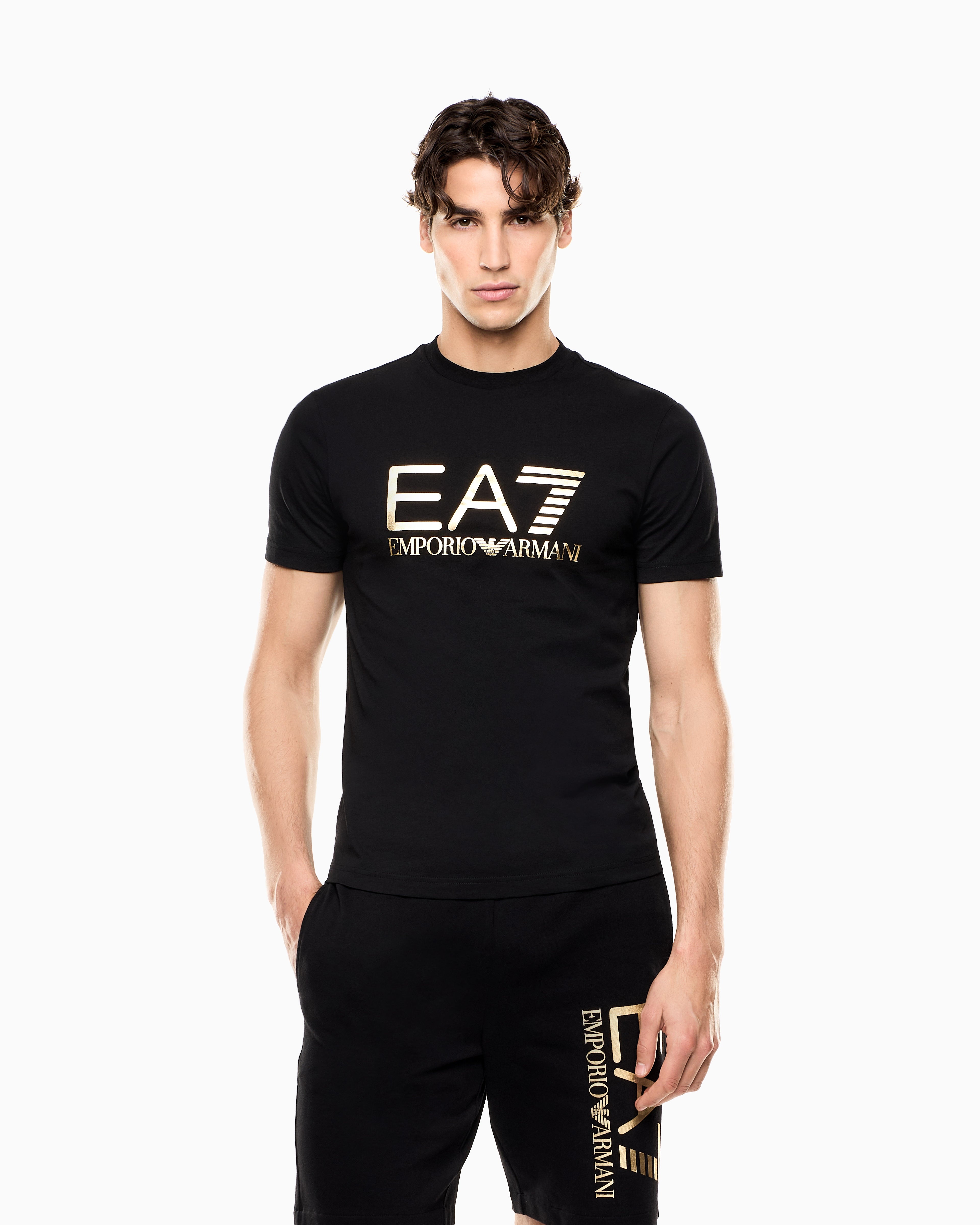 EA7 Slim-fit t-shirt Core Identity in cotton with big logo
