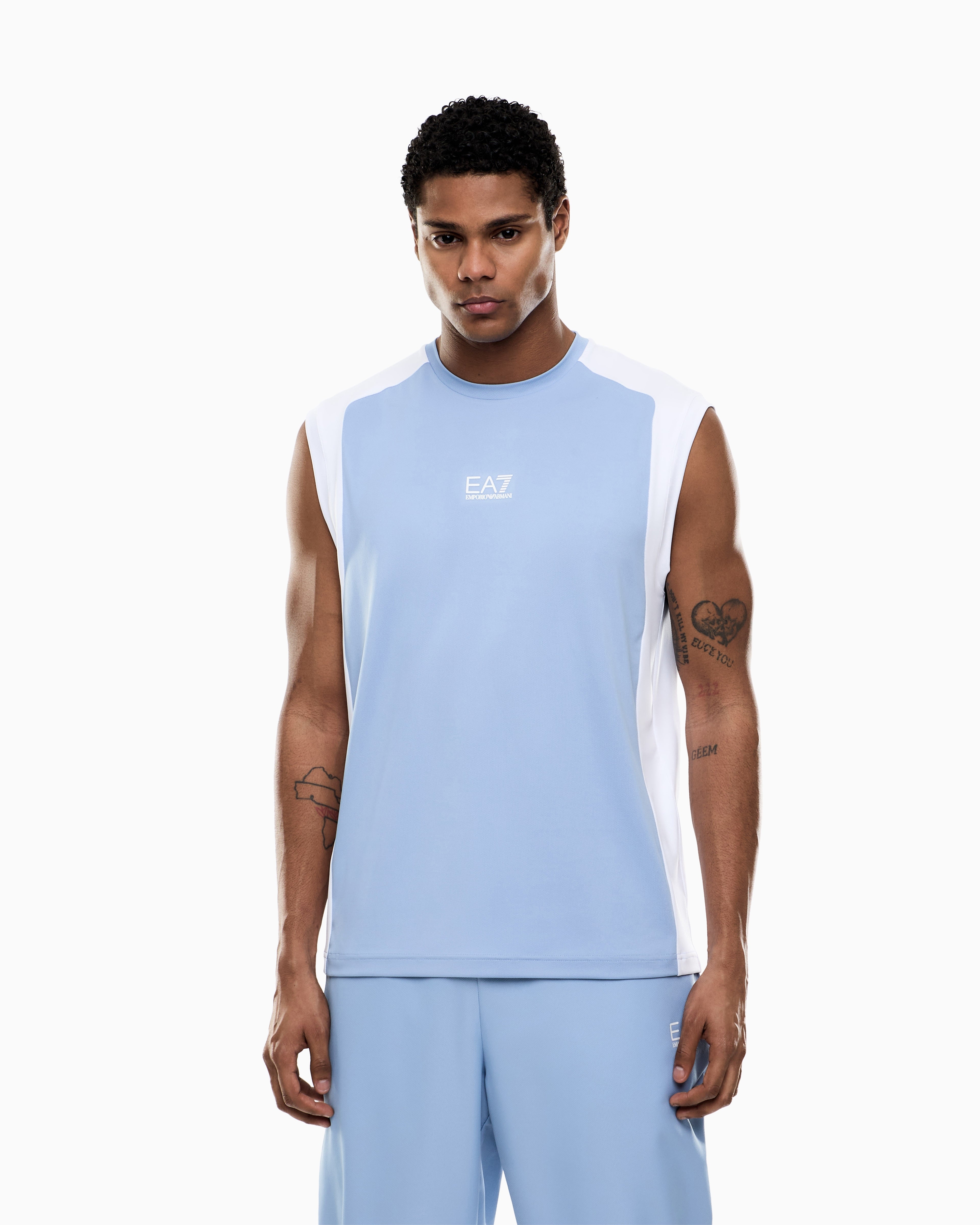 EA7 Tennis Pro tank top in VENTUS7 colour-block technical fabric