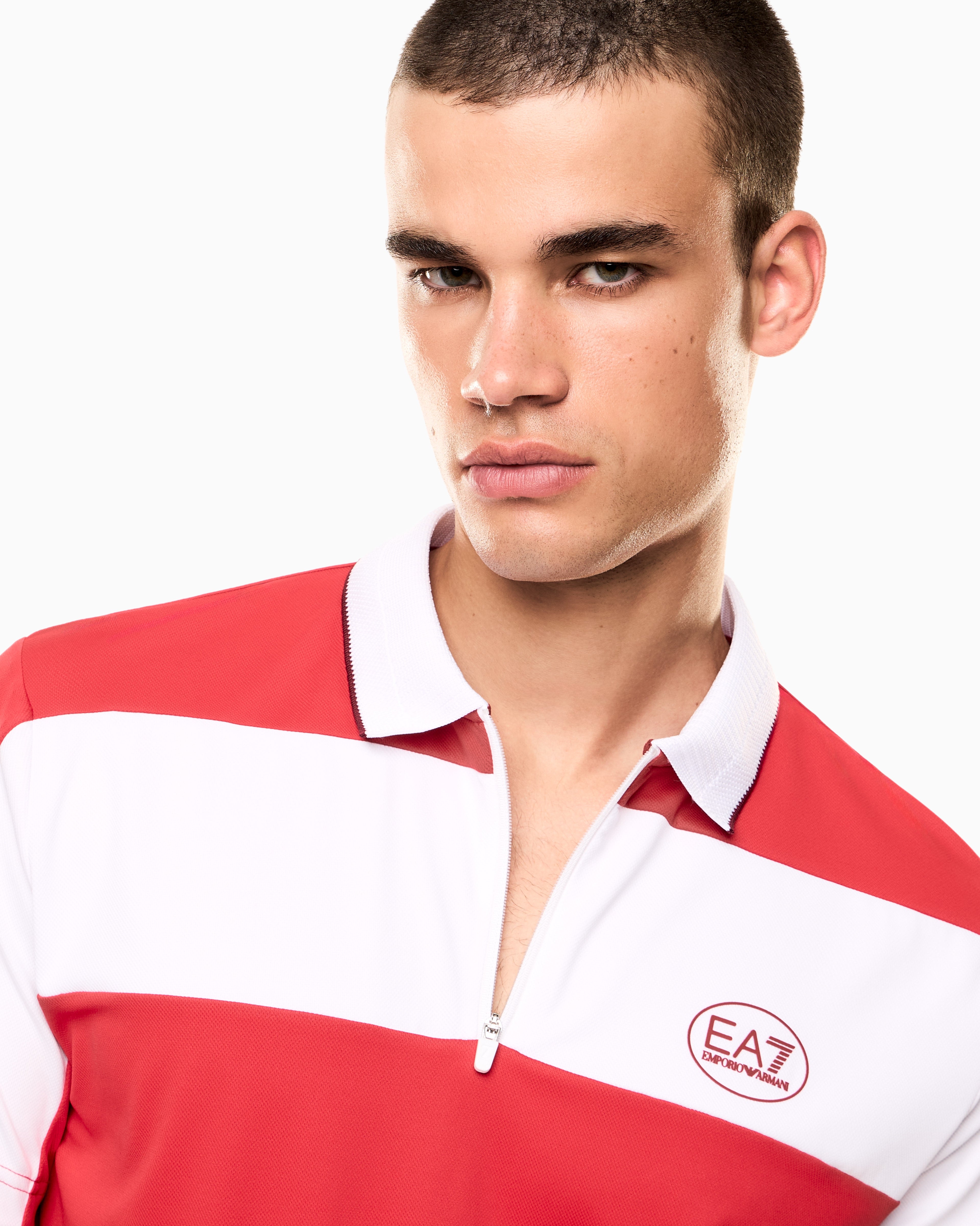 EA7 Tennis Pro zip-up polo shirt in VENTUS7 technical fabric