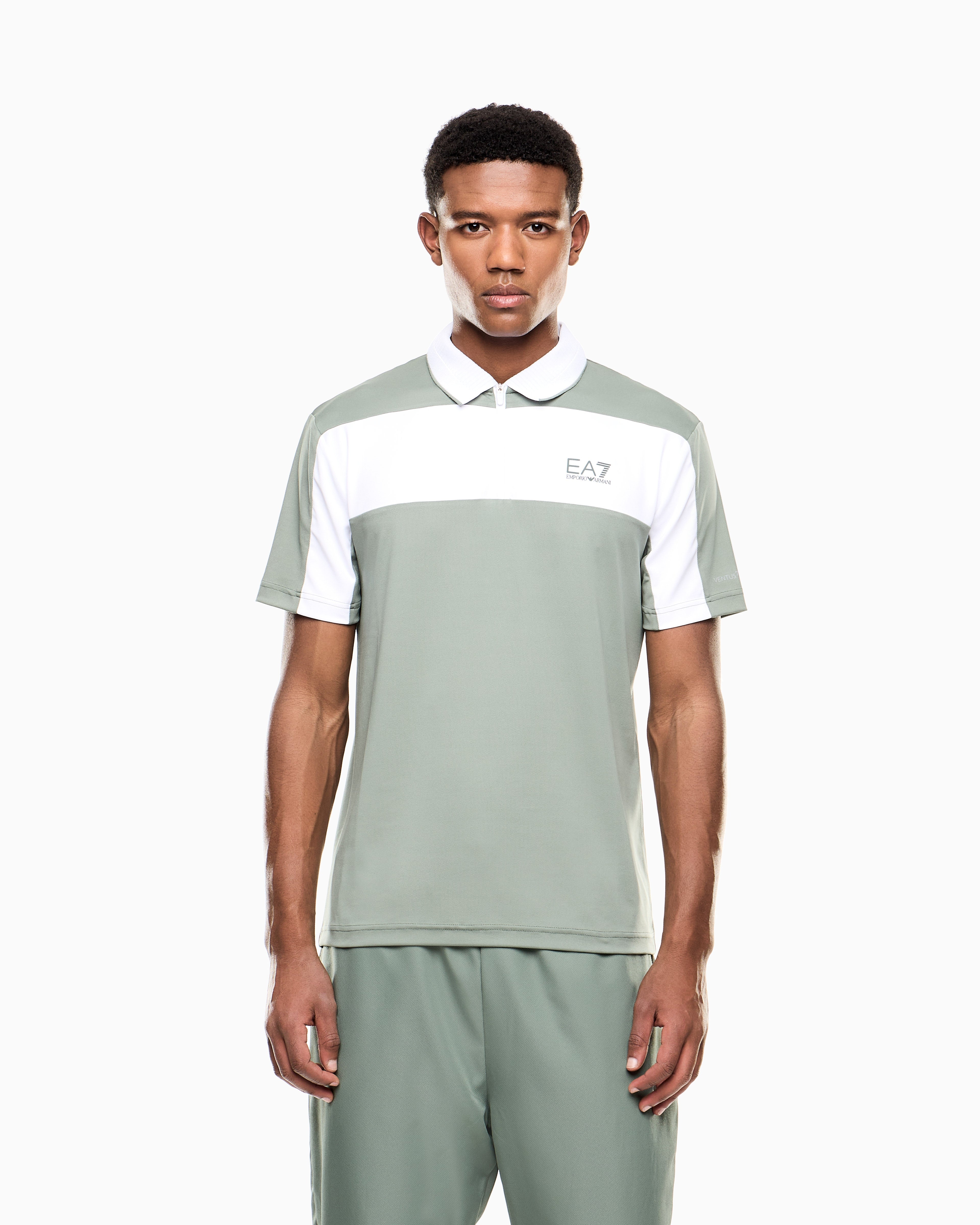 EA7 Tennis Pro zip-up polo shirt in VENTUS7 technical fabric