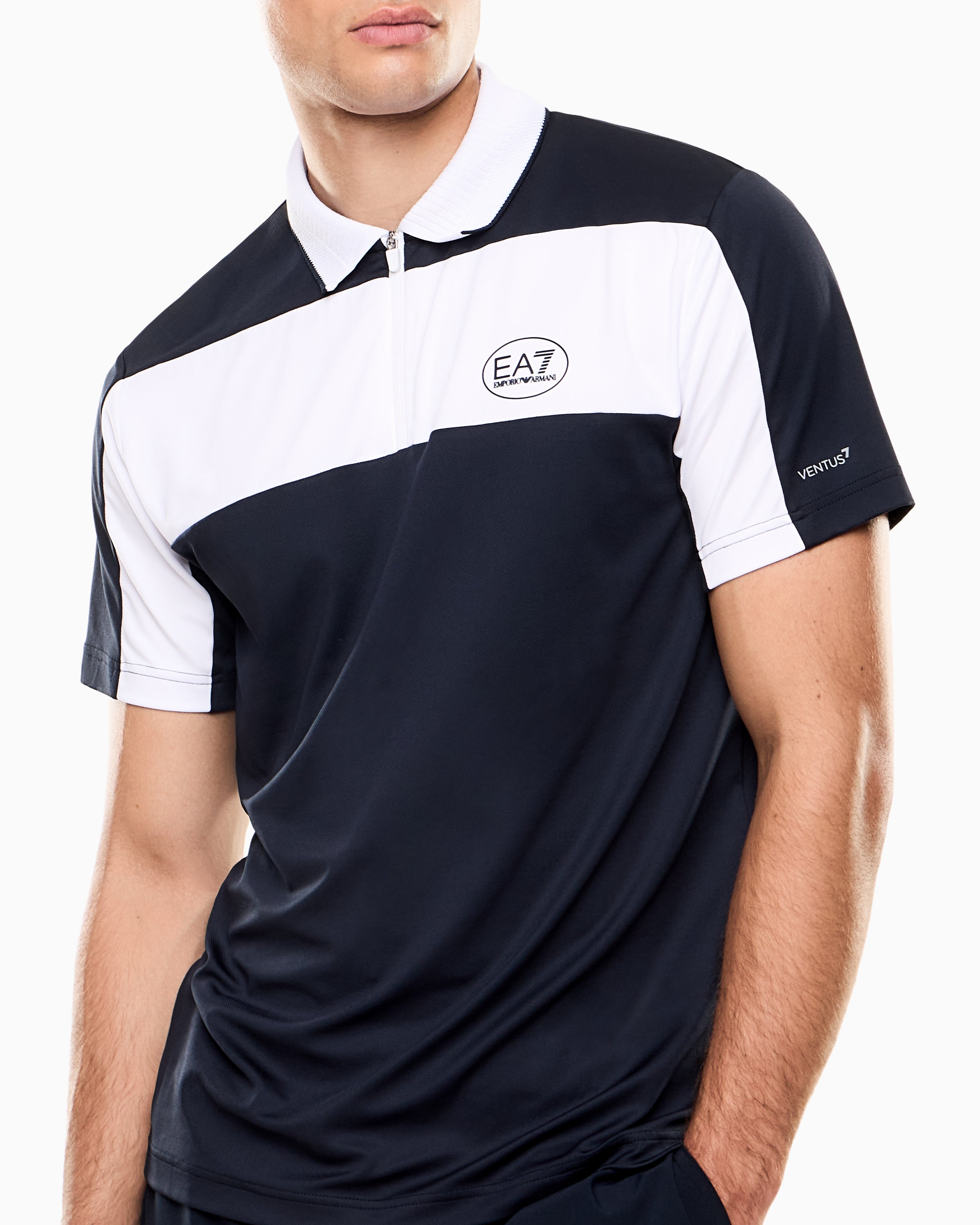 EA7 Tennis Pro zip-up polo shirt in VENTUS7 technical fabric