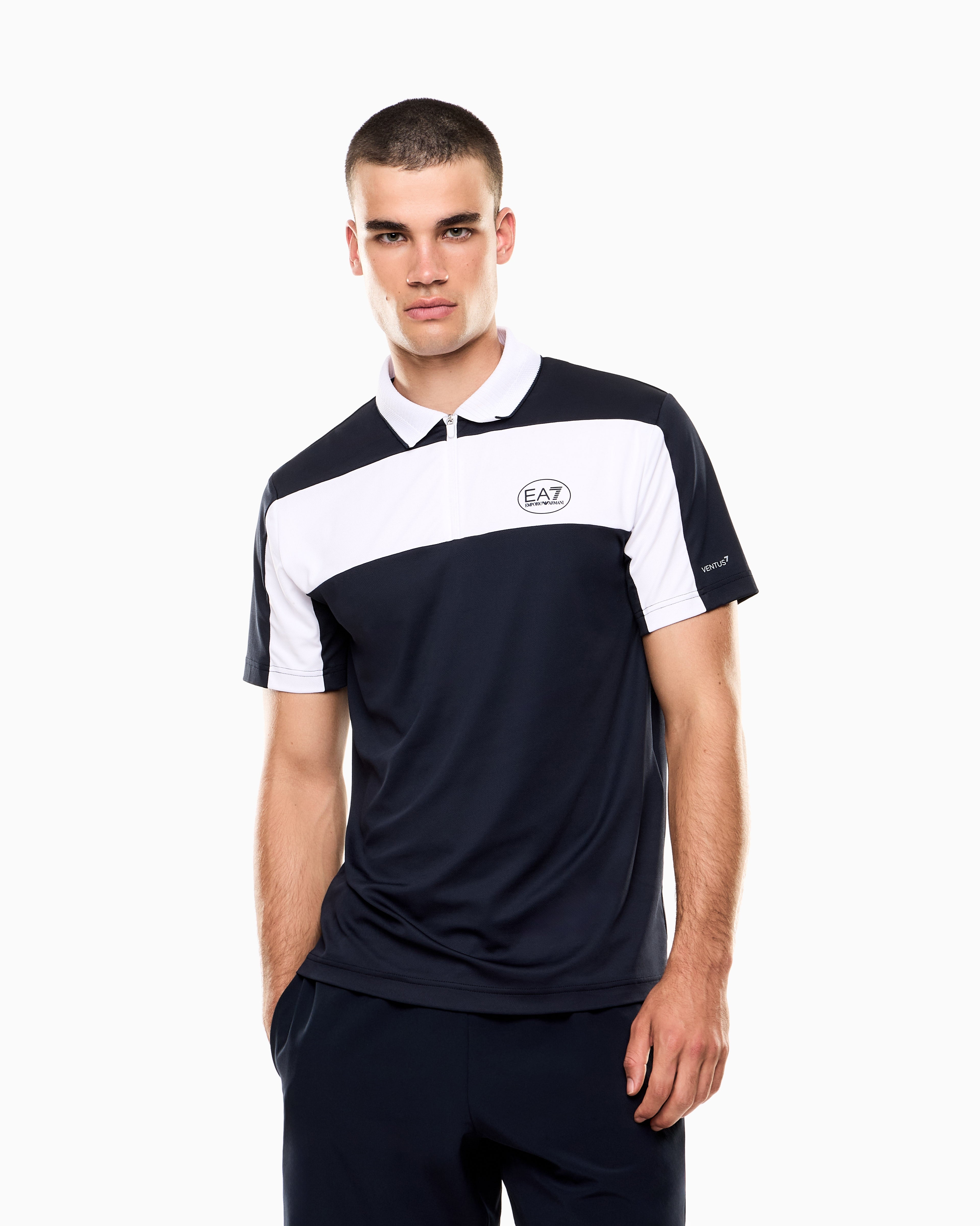 EA7 Tennis Pro zip-up polo shirt in VENTUS7 technical fabric