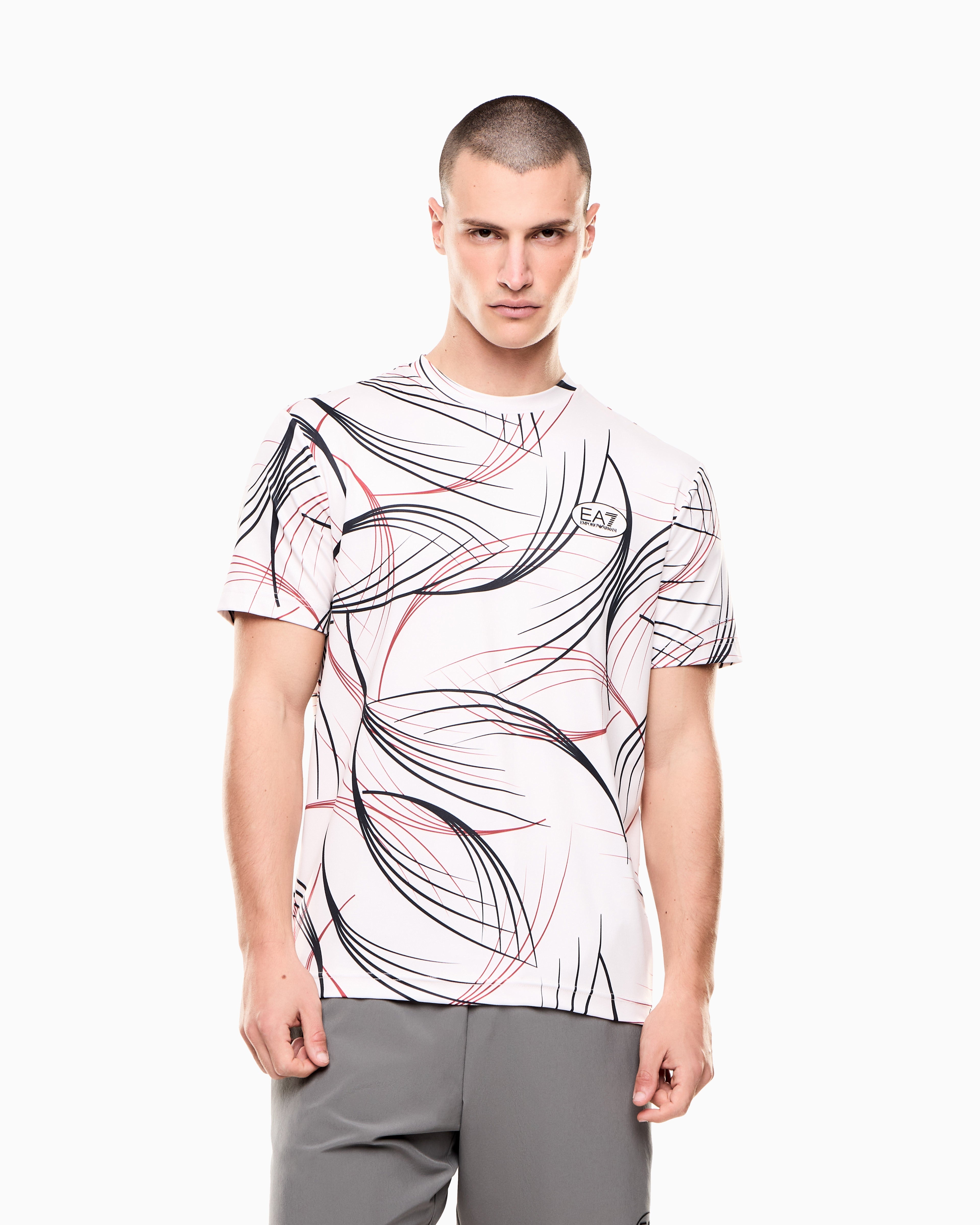 EA7 Tennis Pro print T-shirt in VENTUS7 technical fabric