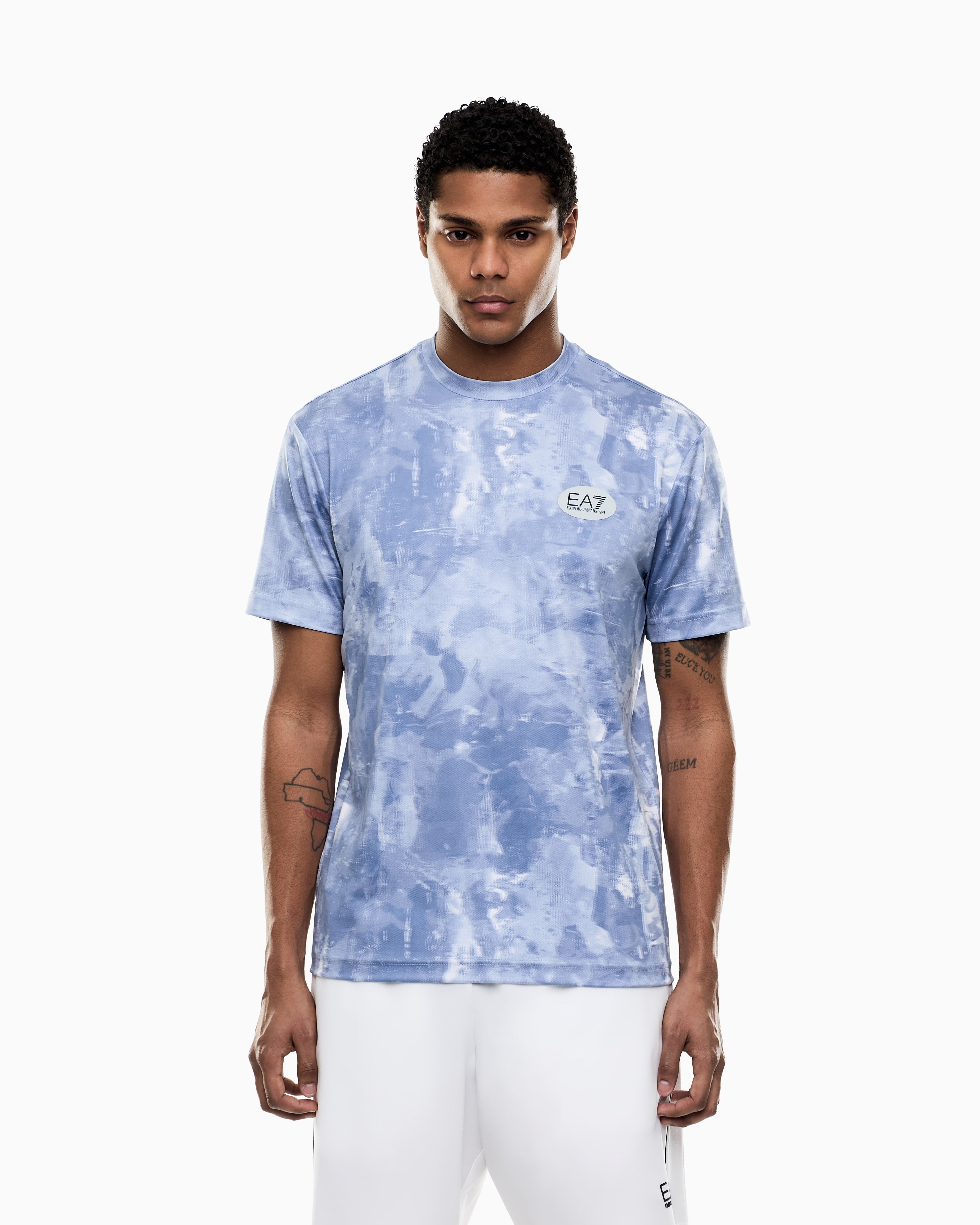 EA7 Tennis Pro print T-shirt in VENTUS7 technical fabric
