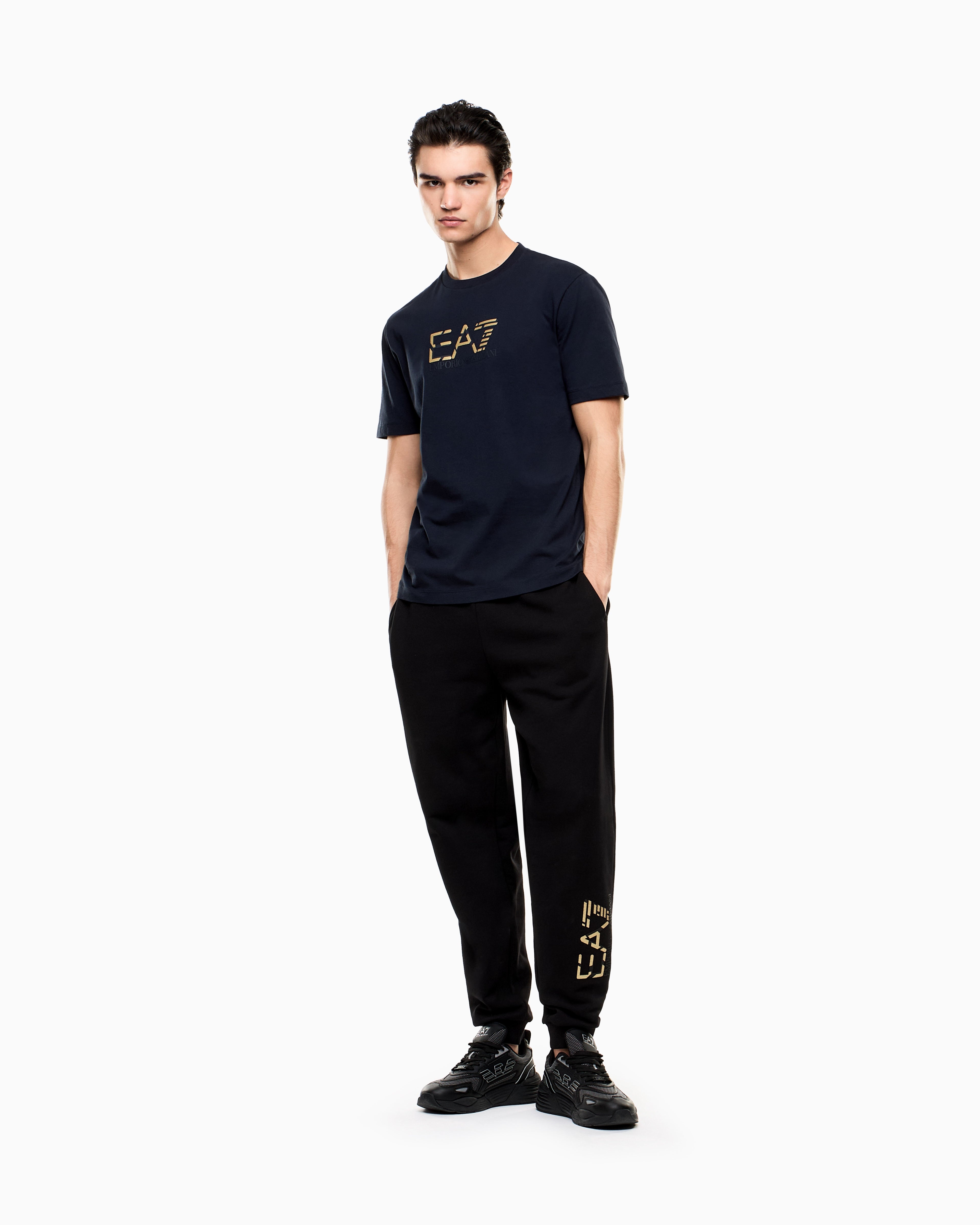 EA7 Premium Label cotton jersey crew-neck T-shirt