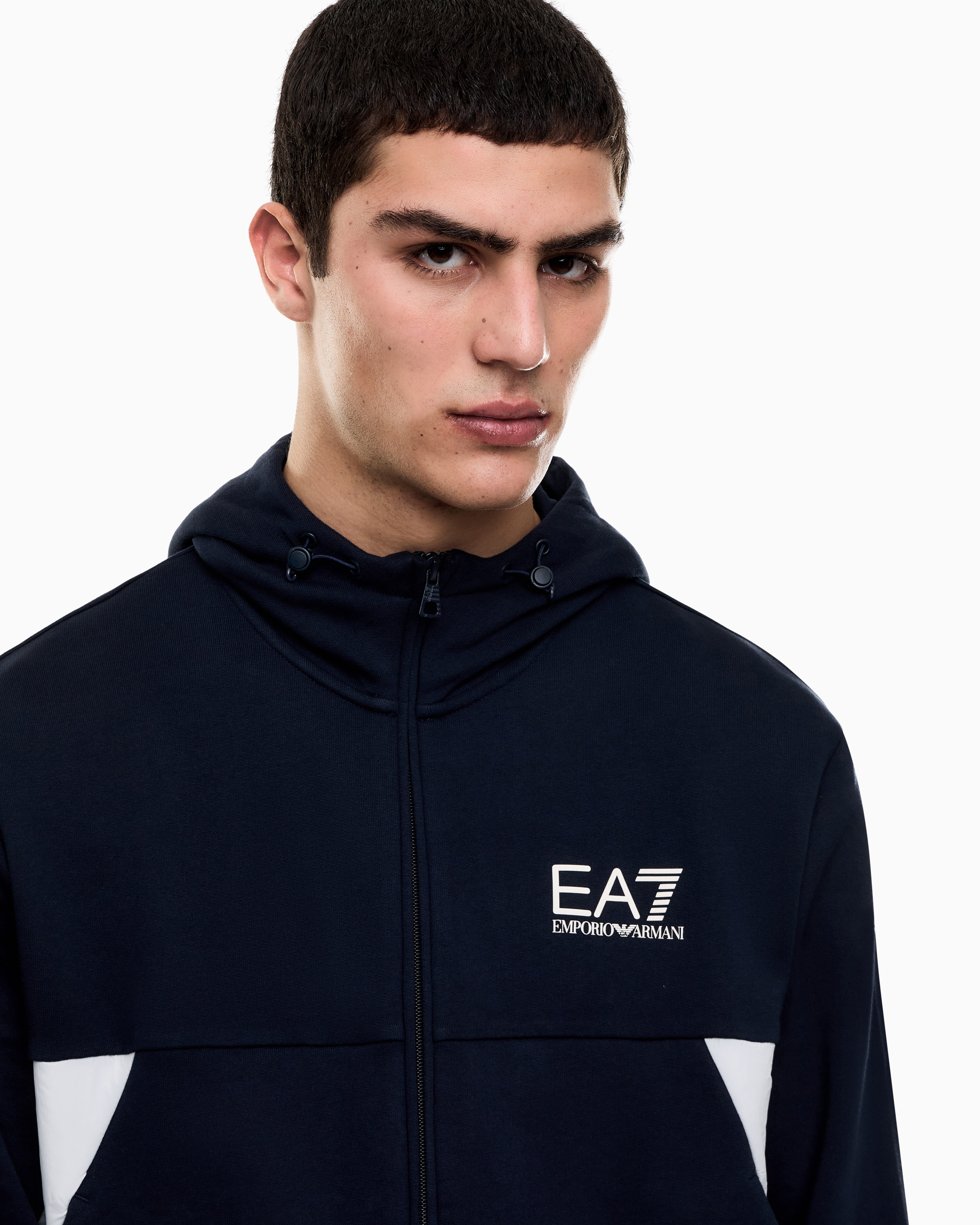 EA7 Summer Block pure cotton tracksuit with hood