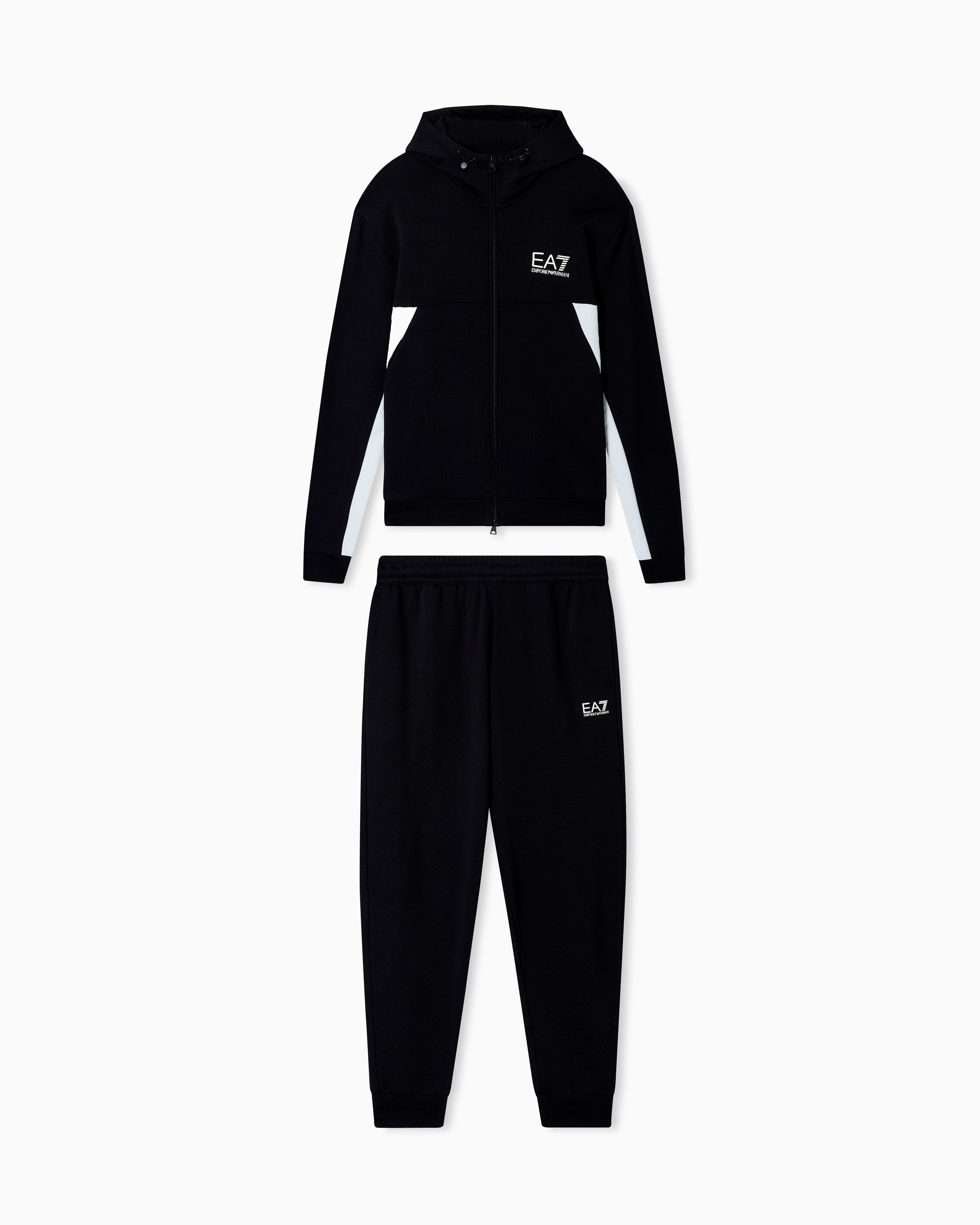 EA7 Summer Block pure cotton tracksuit with hood