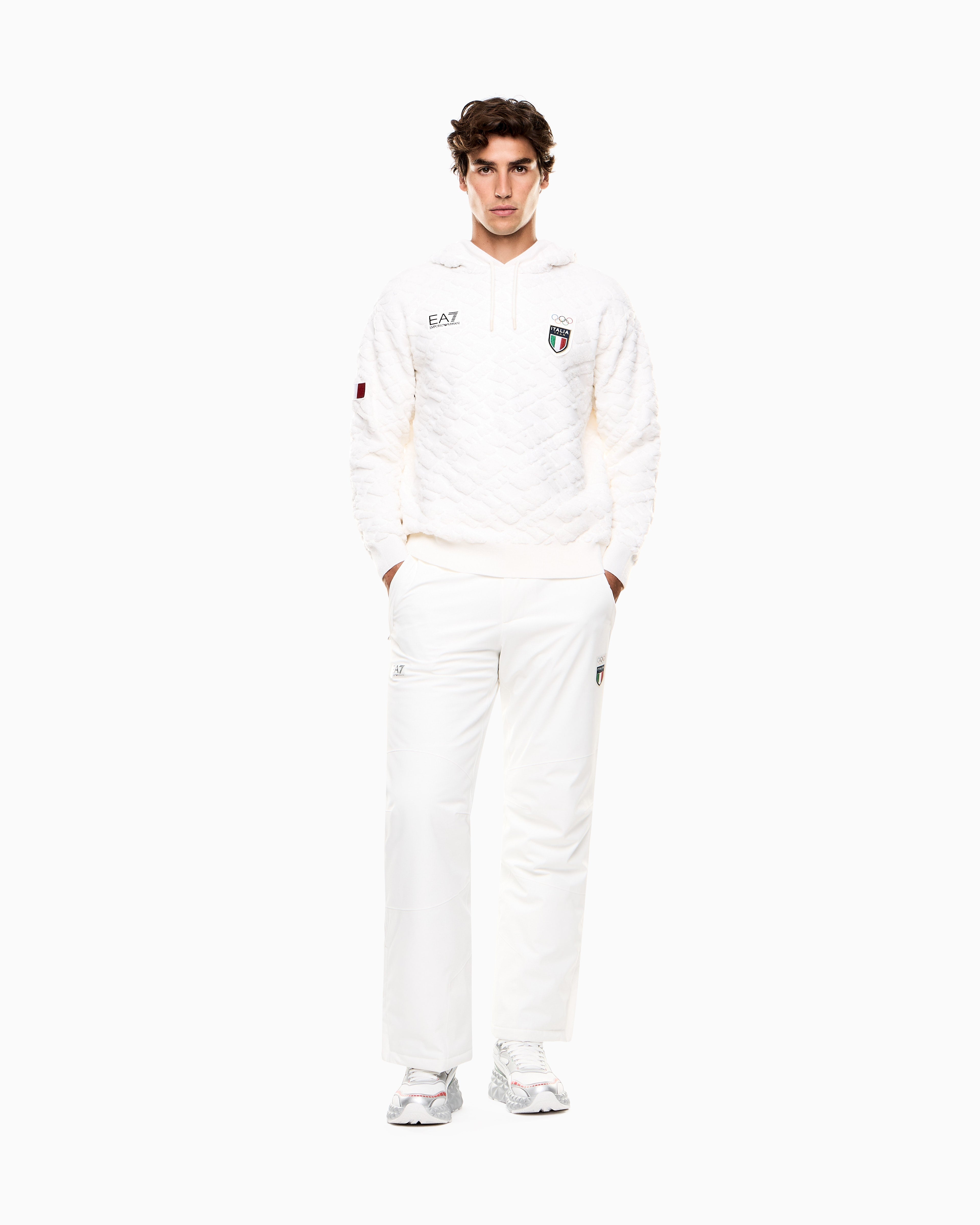 EA7 Hooded sweatshirt with all-over embossed “ITALIA TEAM” print