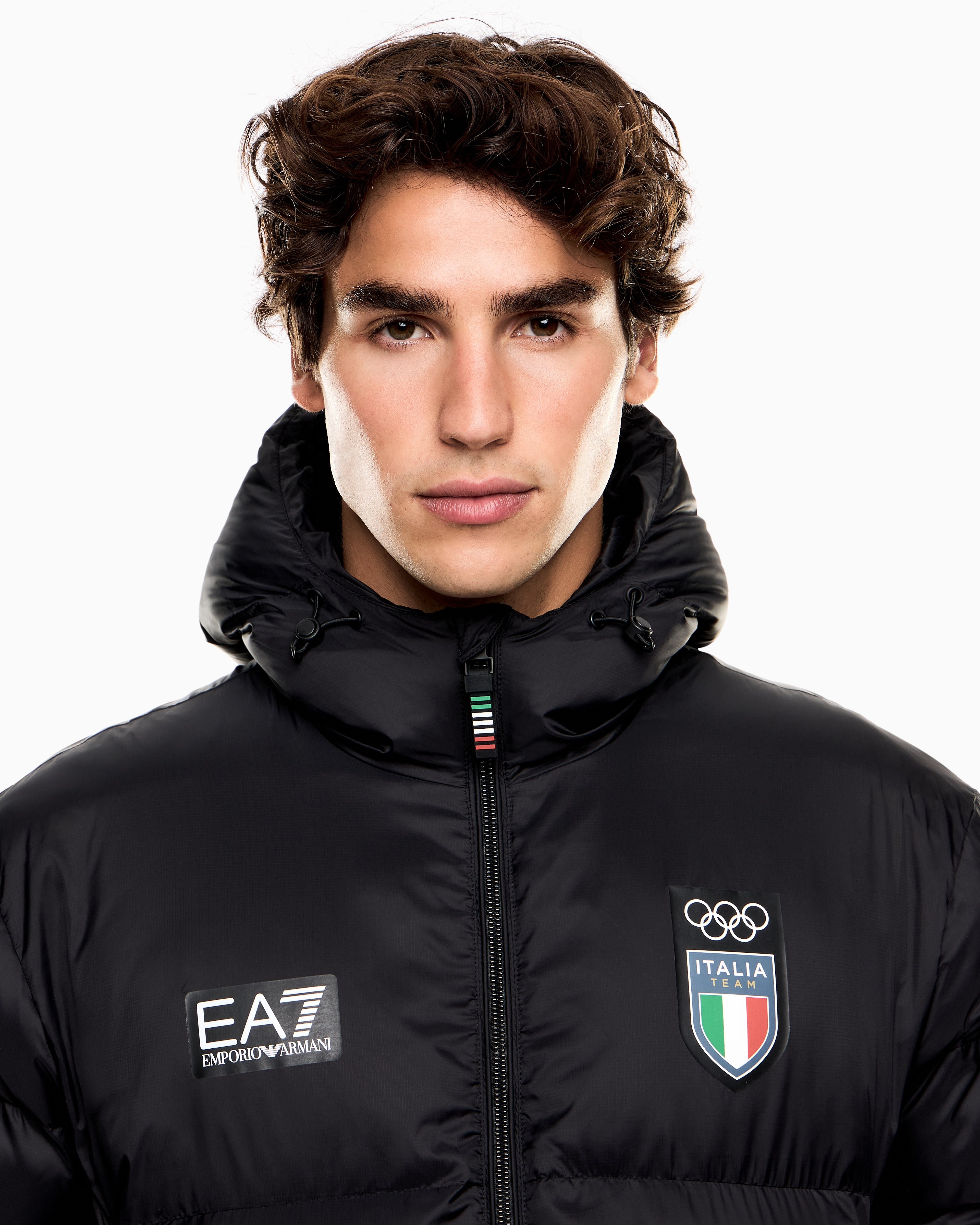 EA7 padded down jacket in ripstop fabric