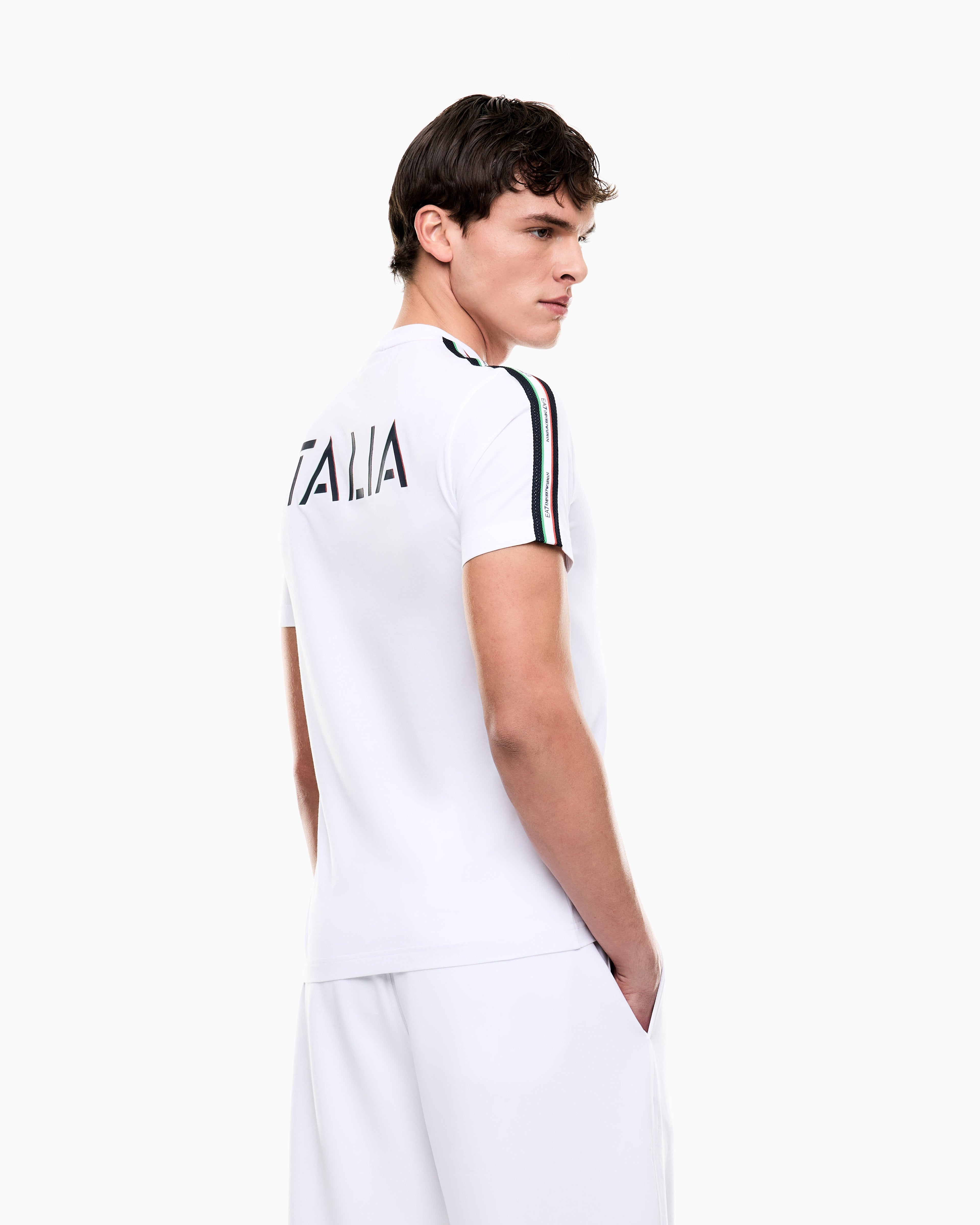 EA7 Italian Spirit cotton-jersey crew-neck T-shirt