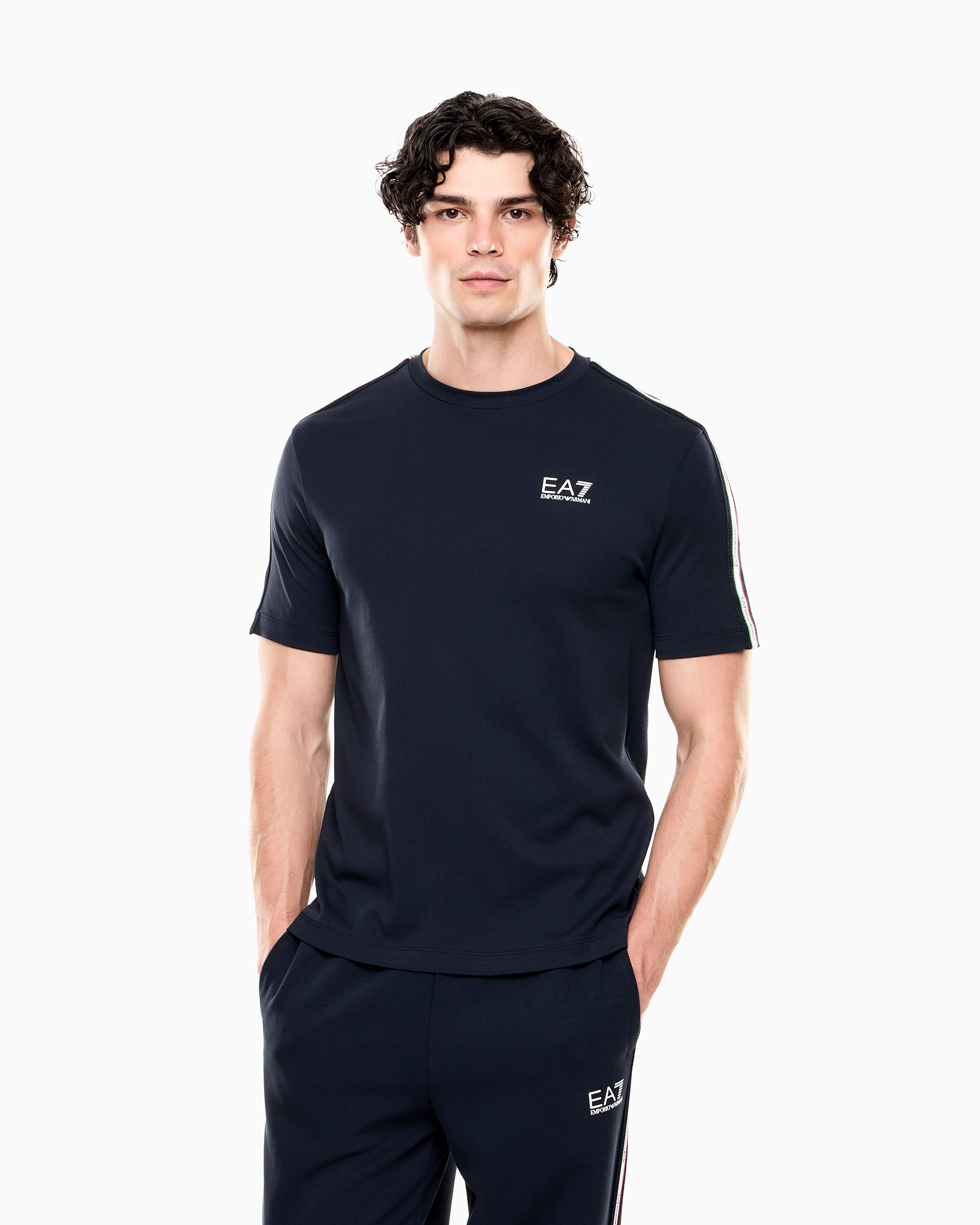 EA7 Italian Spirit cotton-jersey crew-neck T-shirt